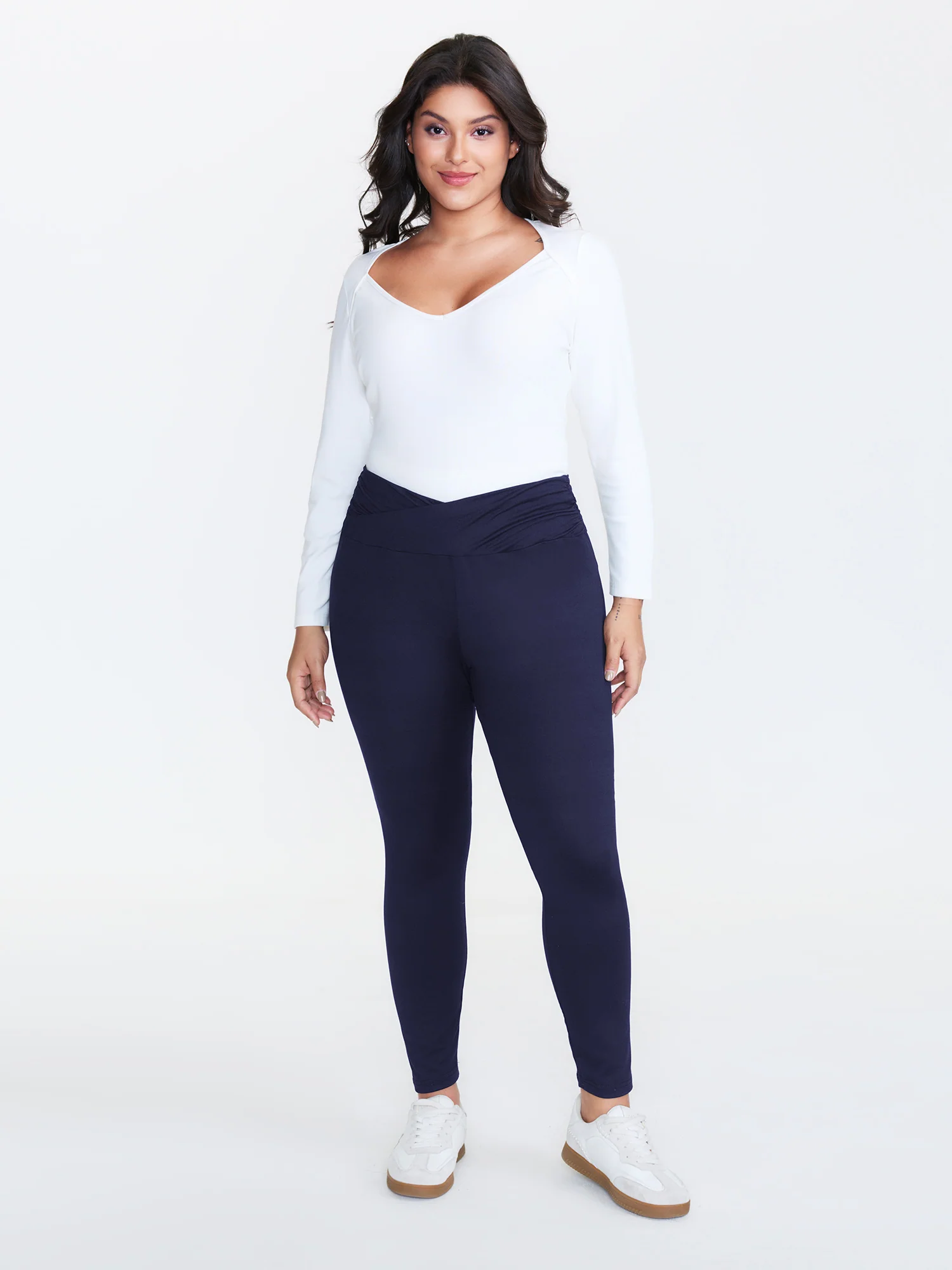 Stretchy Cross Waist Slim Fit Leggings - Image 11