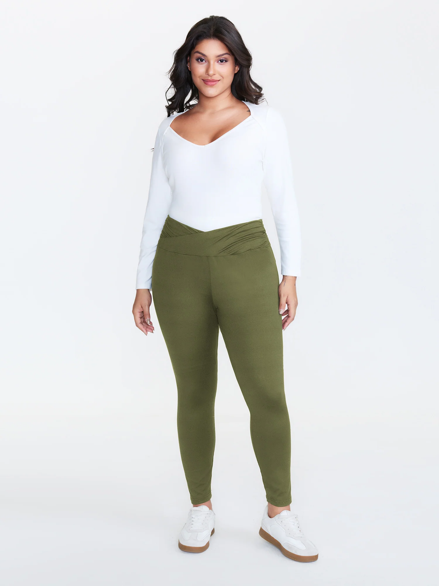 Stretchy Cross Waist Slim Fit Leggings - Image 16