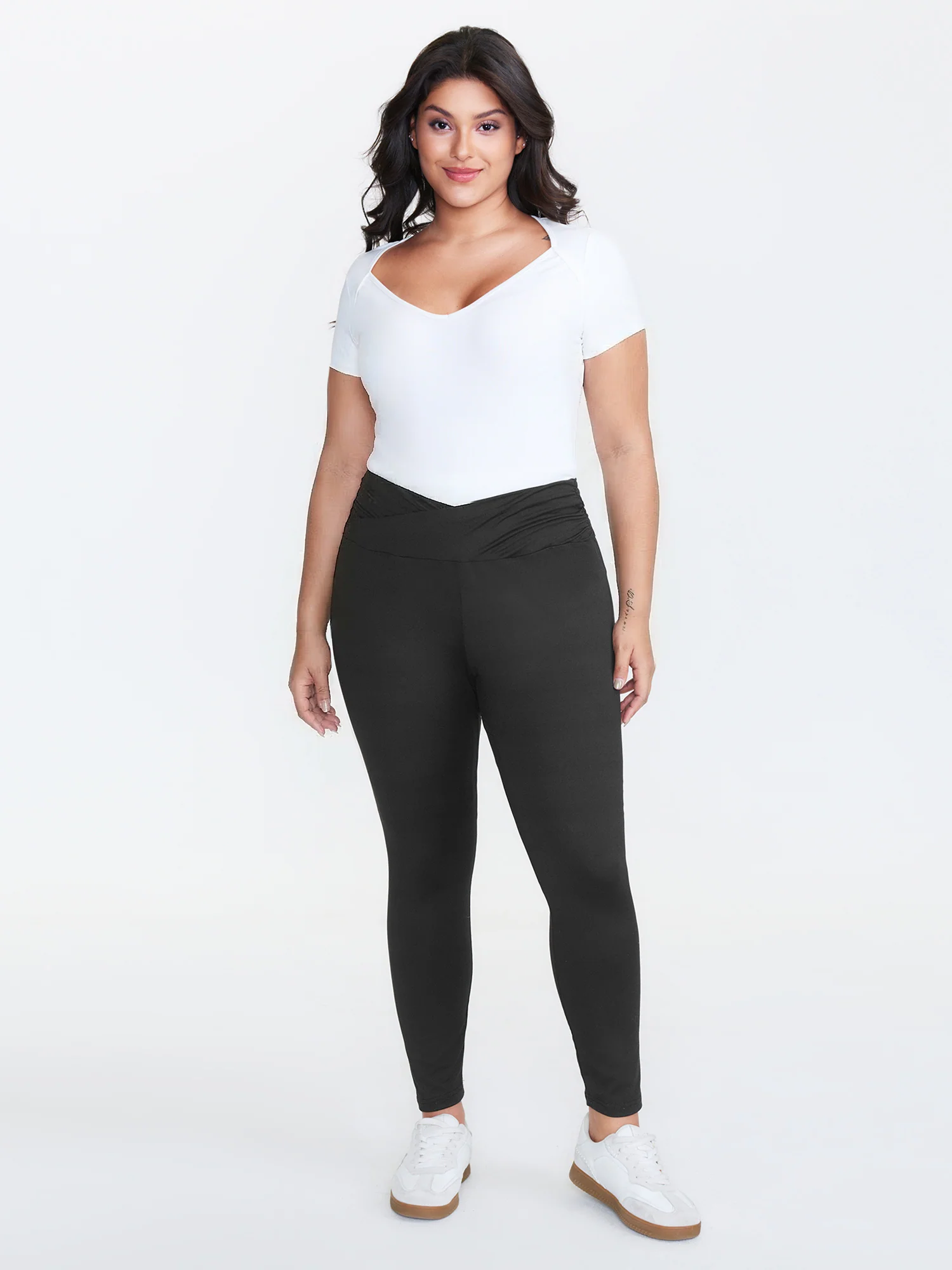 Stretchy Cross Waist Slim Fit Leggings - Image 3
