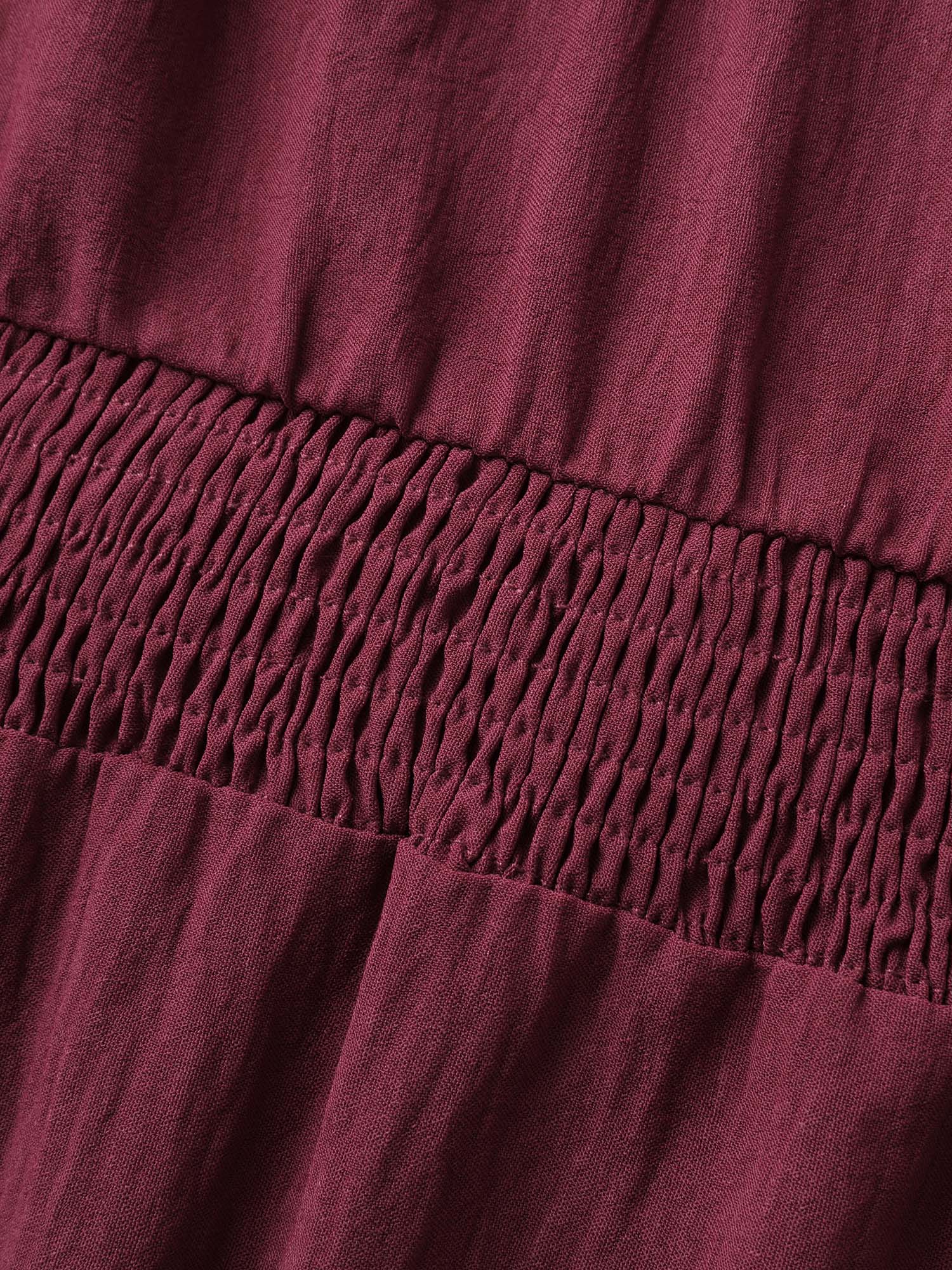 Stretchy Neckline Waist-Cinched Solid Blouse - Image 10