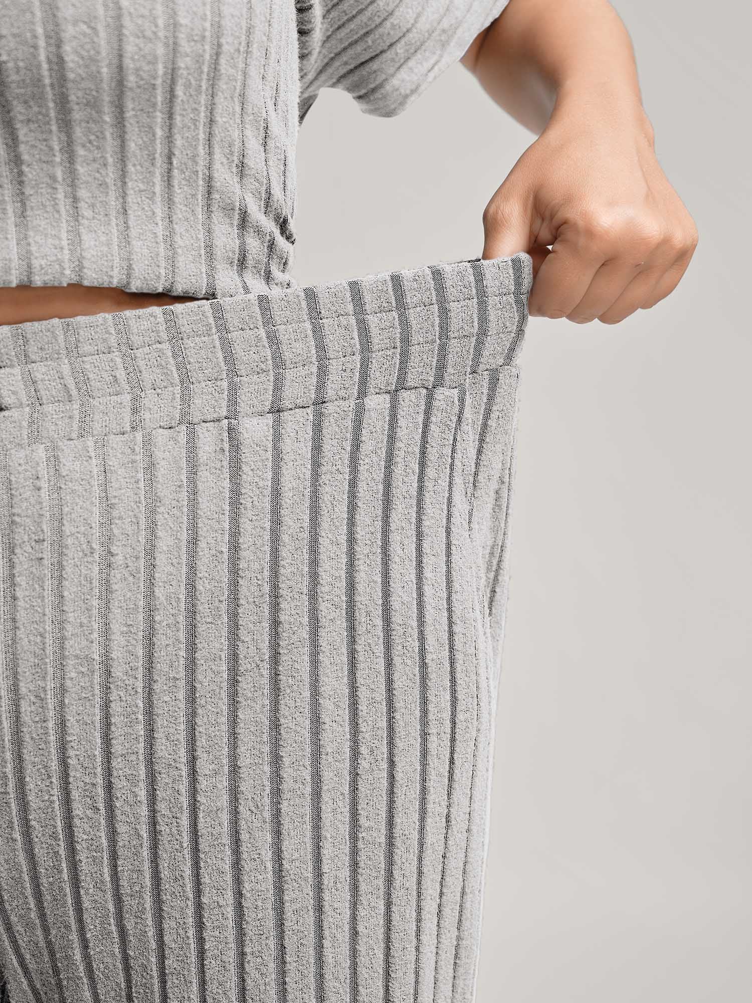 Stretchy Pit Strip Solid Loungewear Set - Image 18