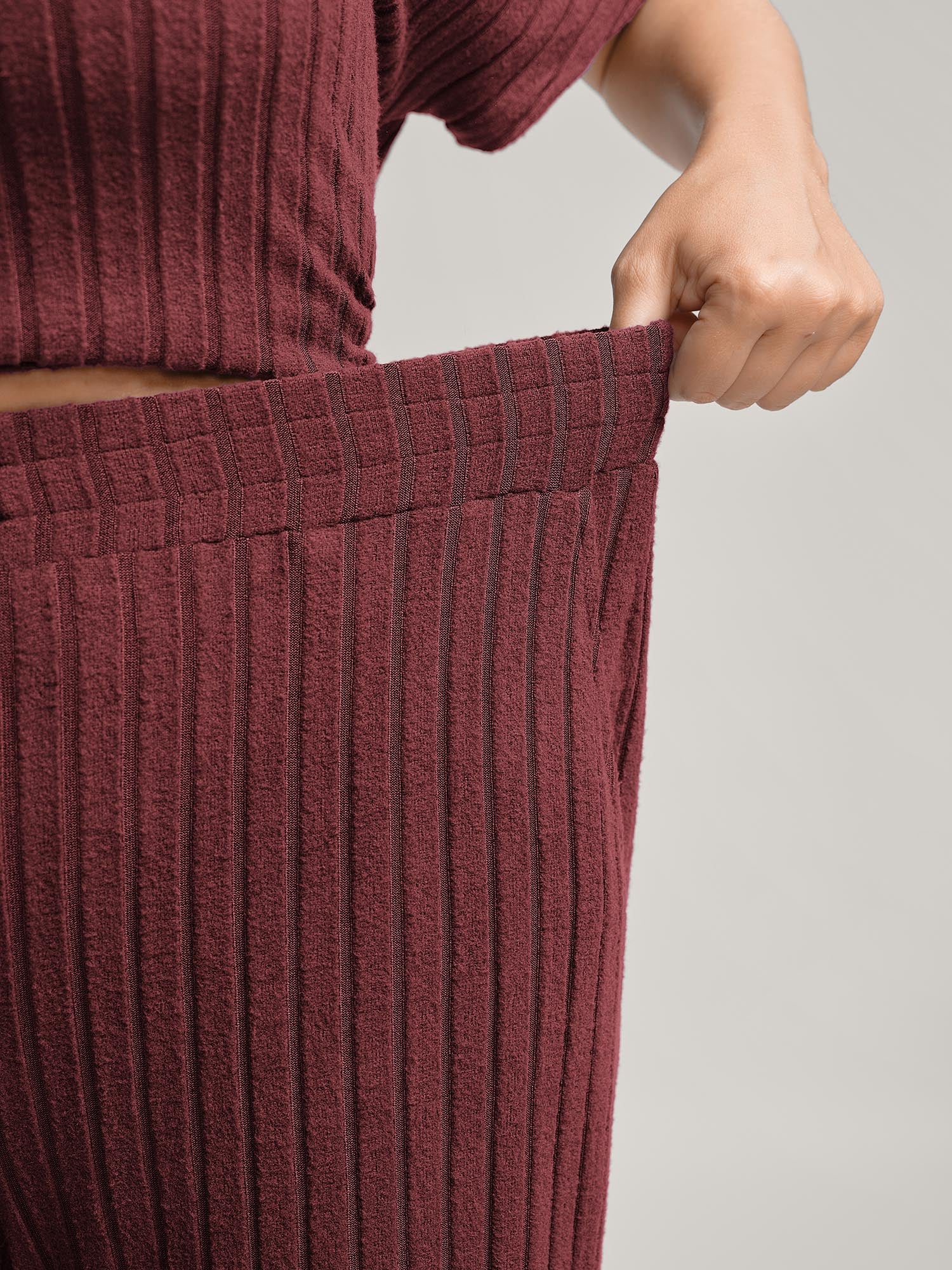 Stretchy Pit Strip Solid Loungewear Set - Image 25