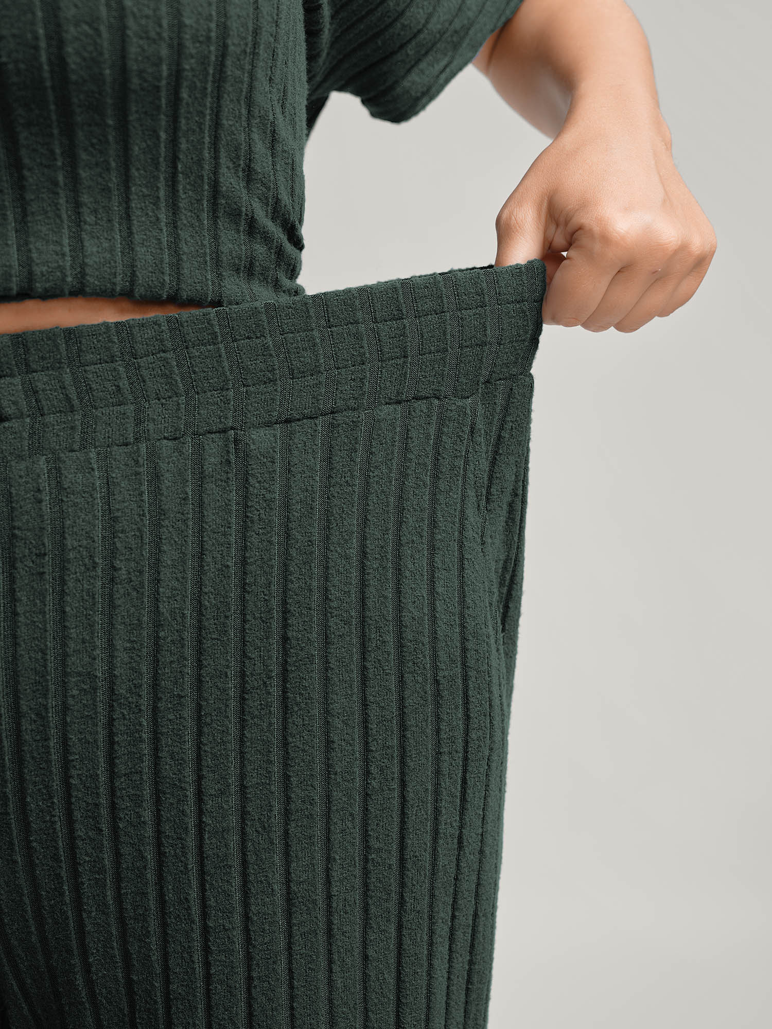 Stretchy Pit Strip Solid Loungewear Set - Image 32