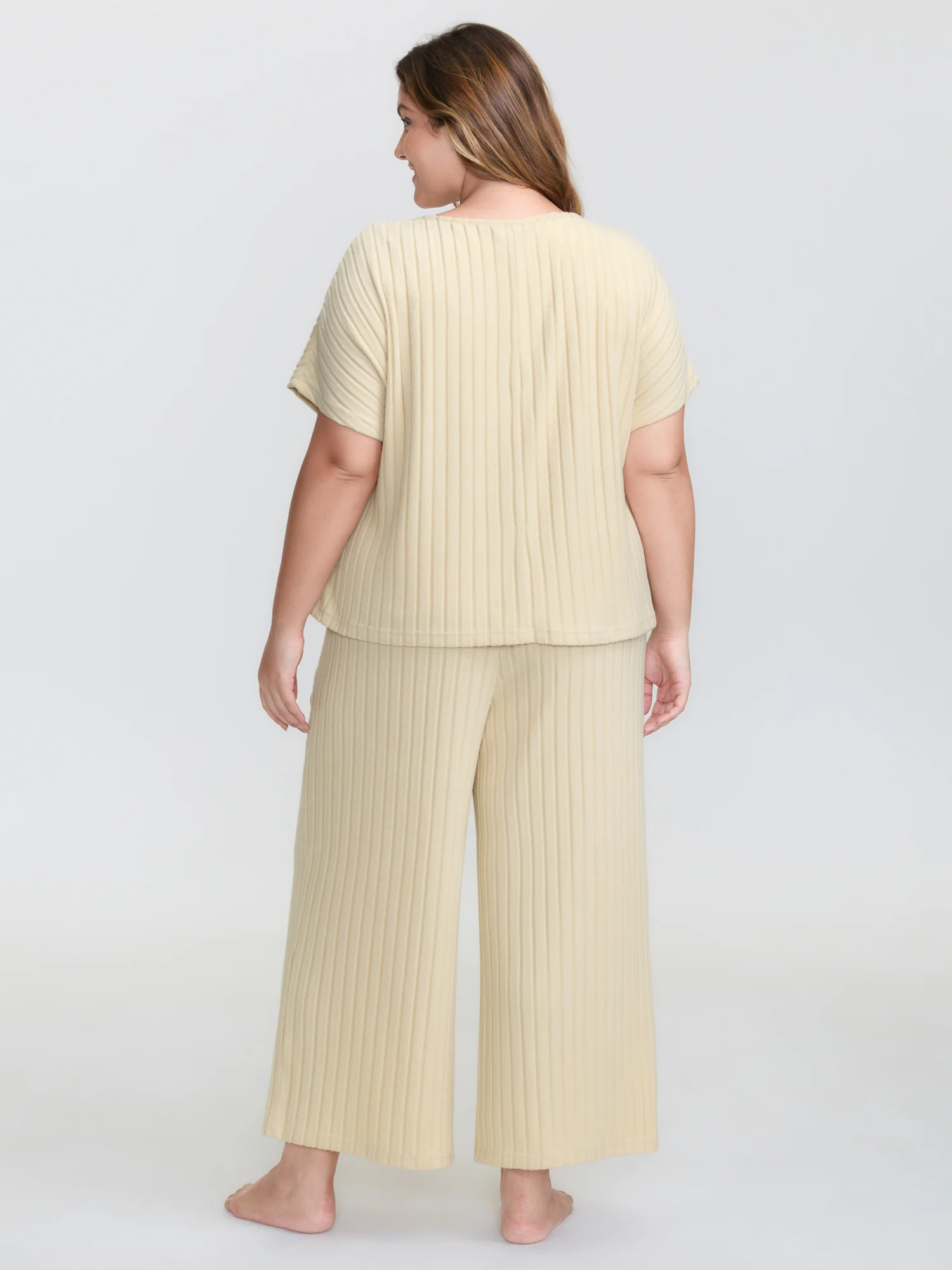 Stretchy Pit Strip Solid Loungewear Set - Image 6