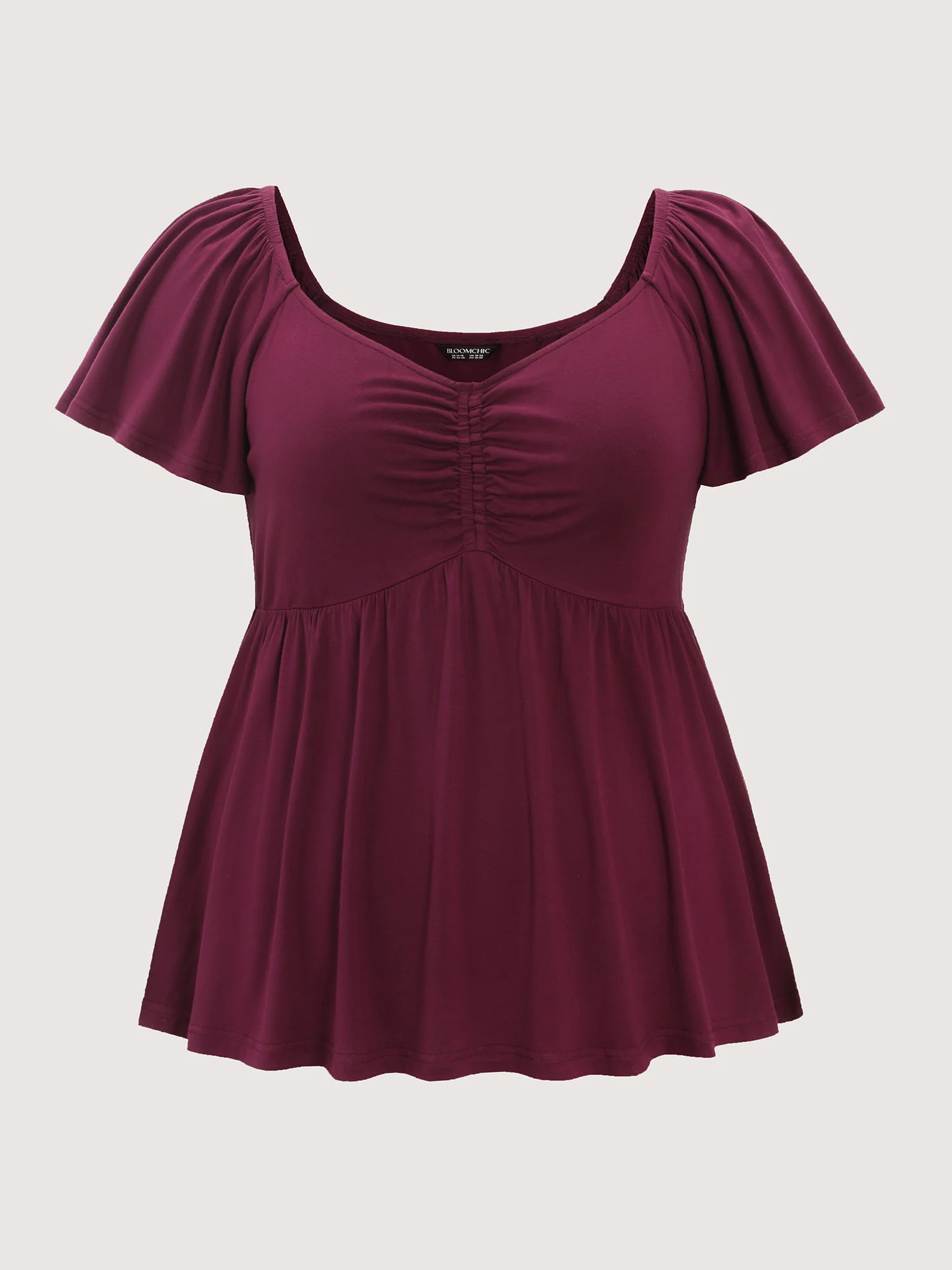 Stretchy Ruched Bodice Pleated Knit Top - Image 8