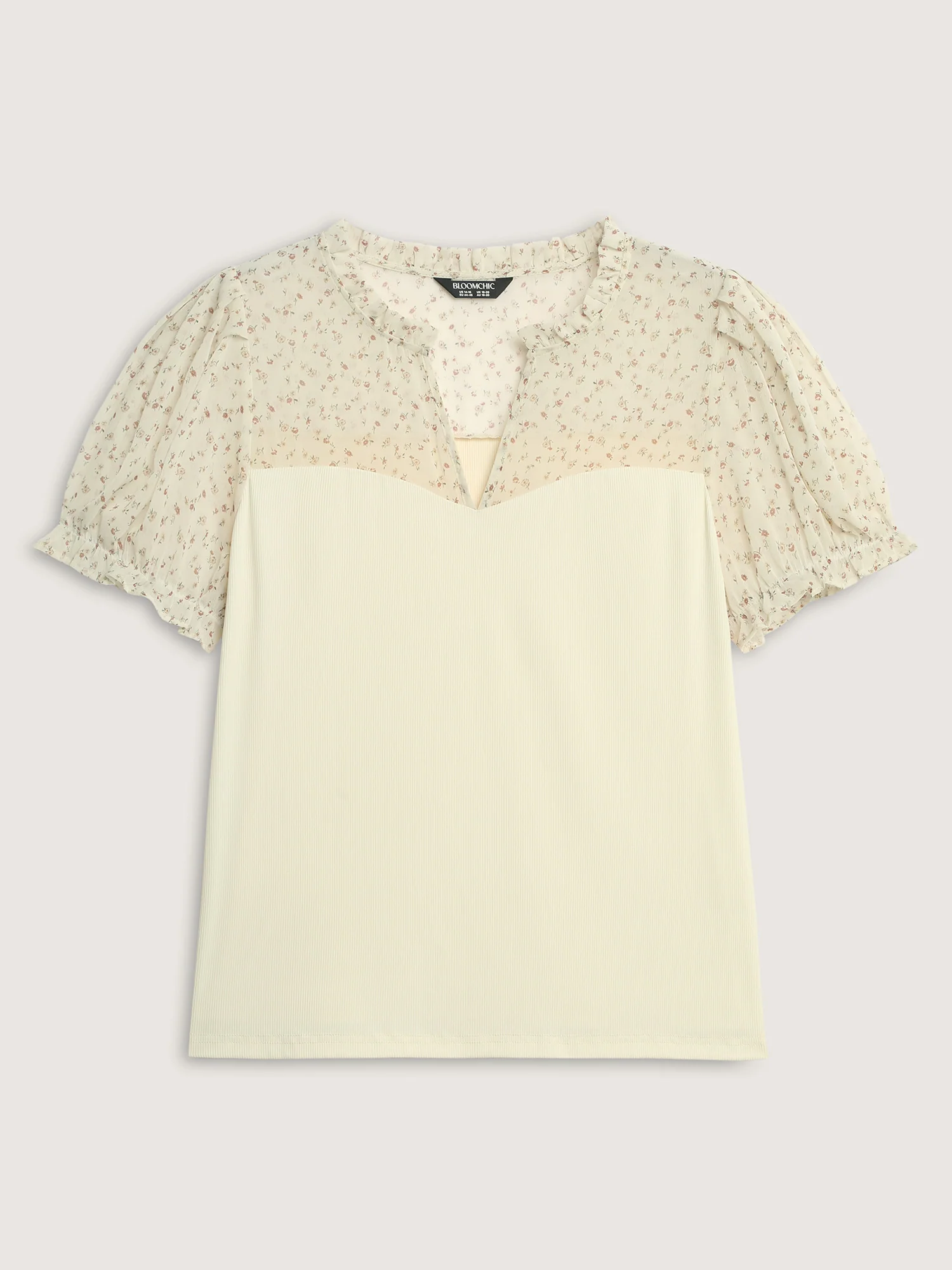 Stretchy Sheer Drawstring Neckline Top - Image 8