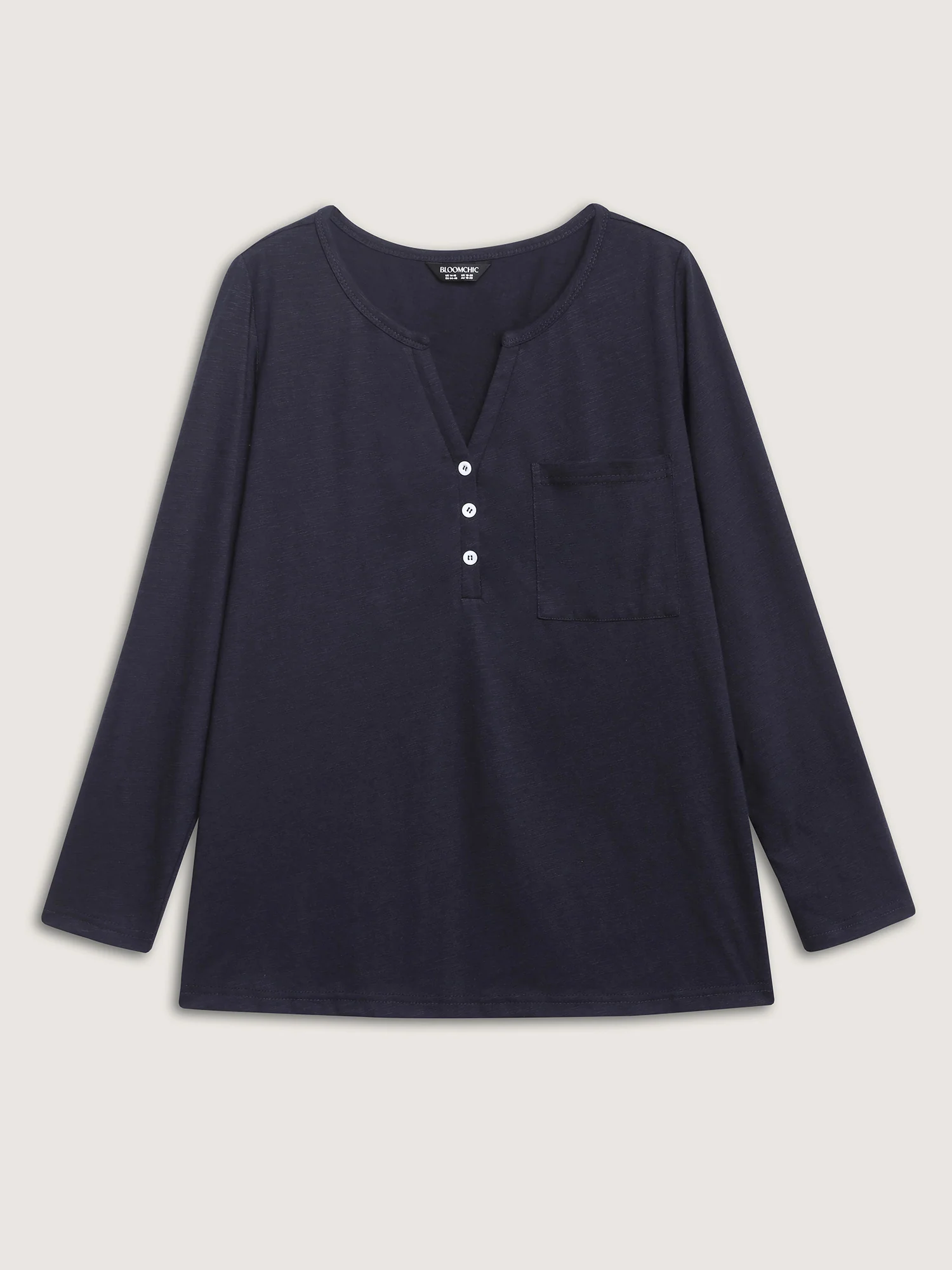 Stretchy Split Button Neckline Basic T-Shirt - Image 11