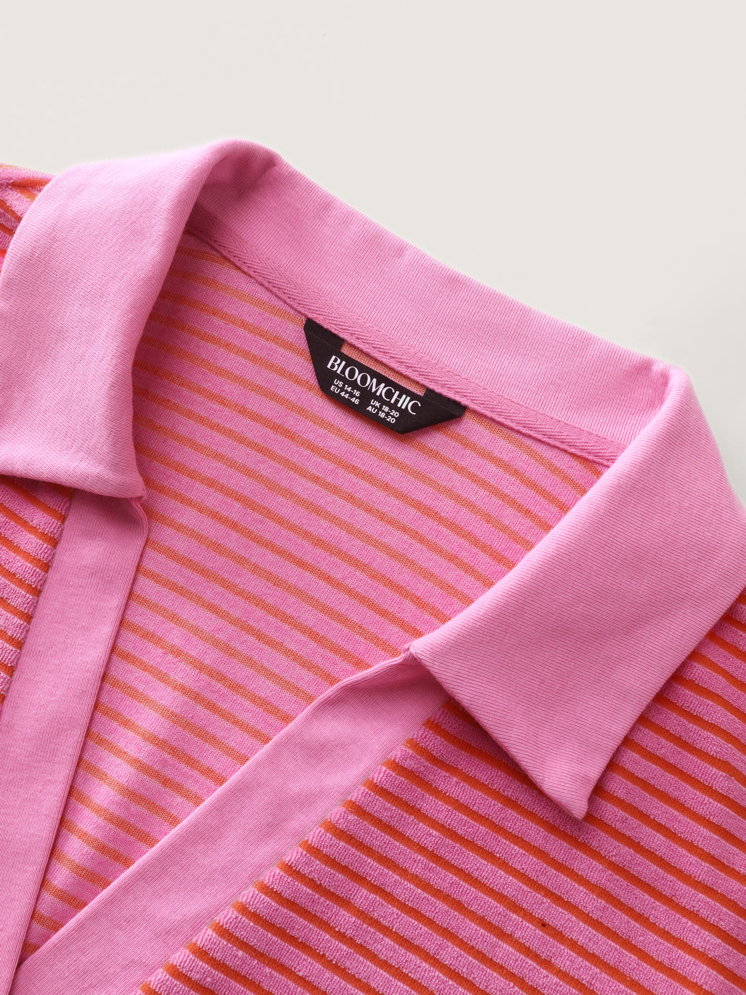 Striped Color Contrast Collar Terry Cloth Two-Piece Set - Image 11