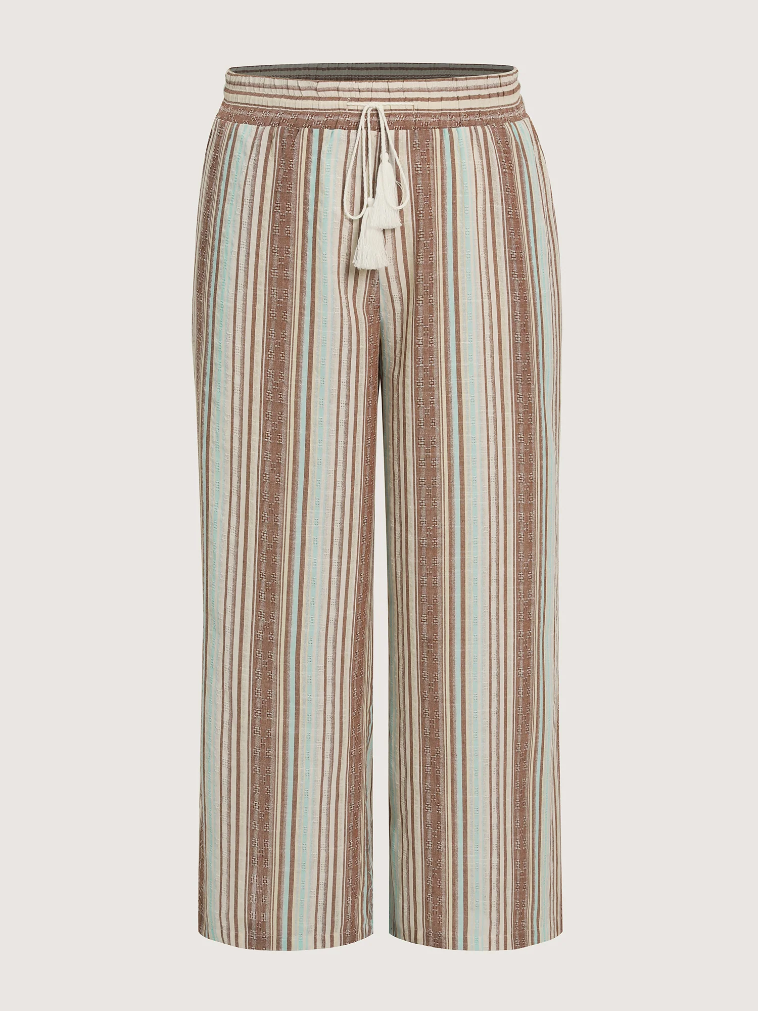 Striped Drawstring Tassels Wide Leg Pants - Image 8
