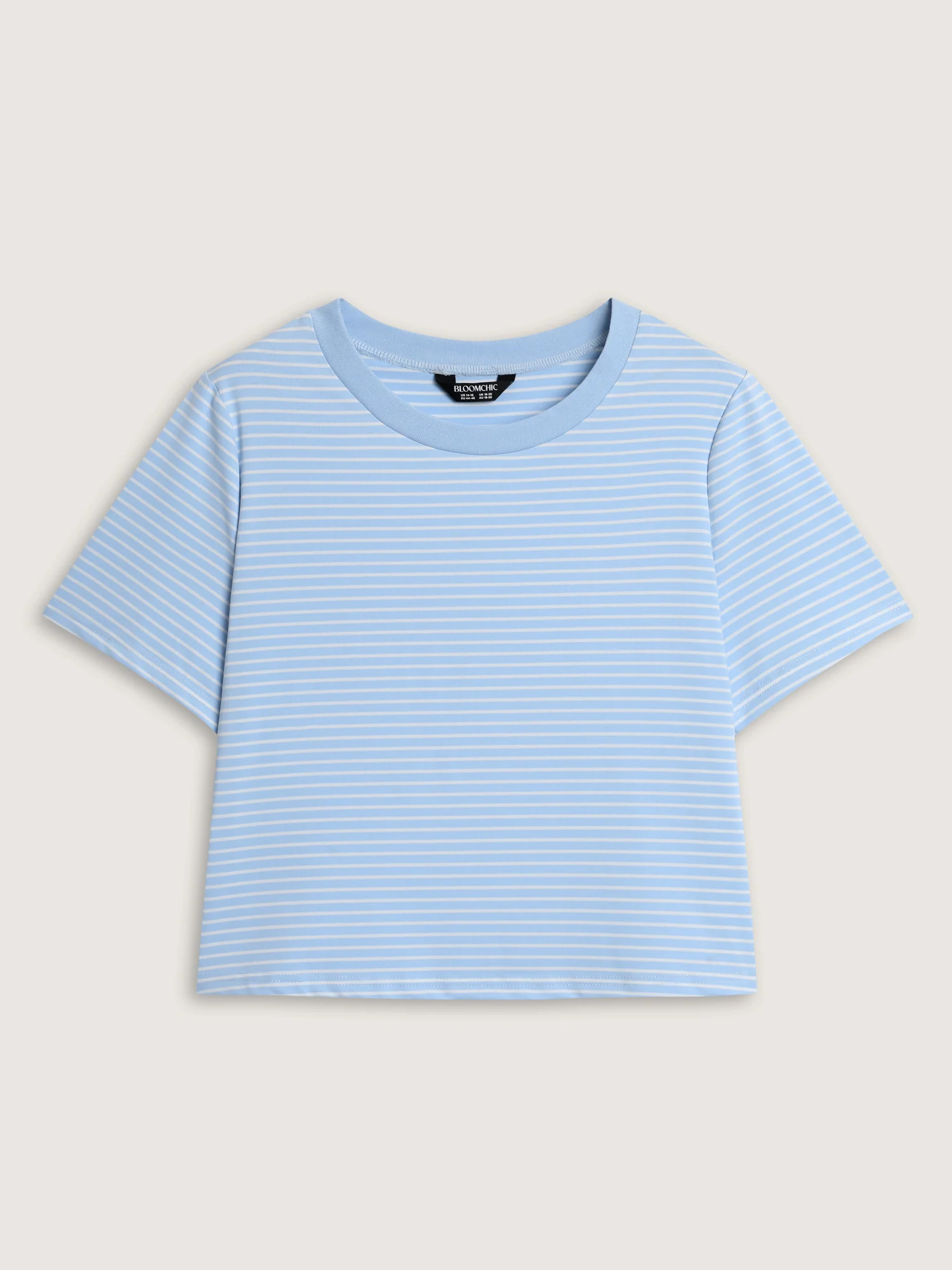 Striped Ribbed Fitted Crew Neck T-Shirt - Image 7