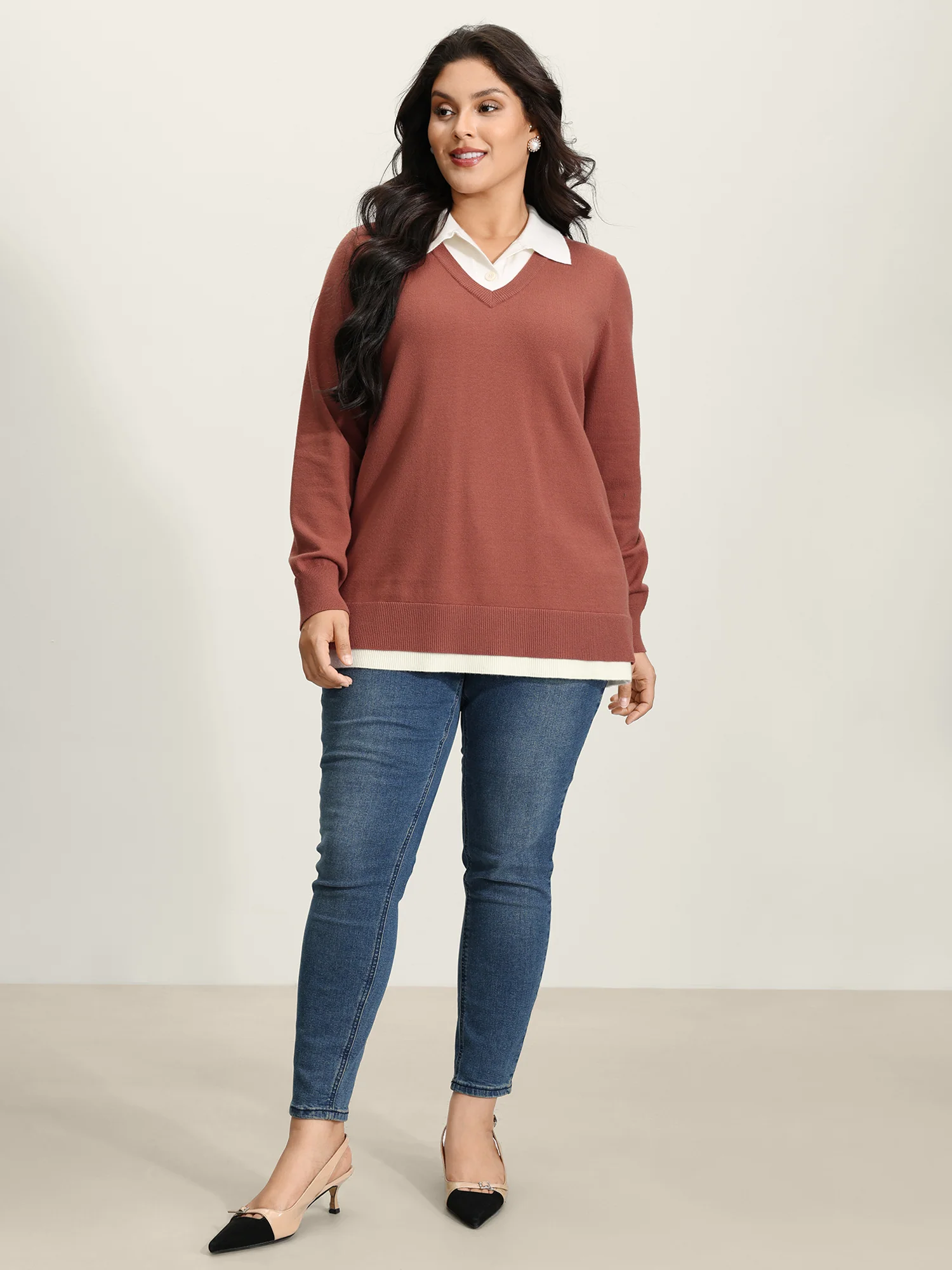 Supersoft 2-in-1 Polo Collar Color Contrast Pullover - Image 3