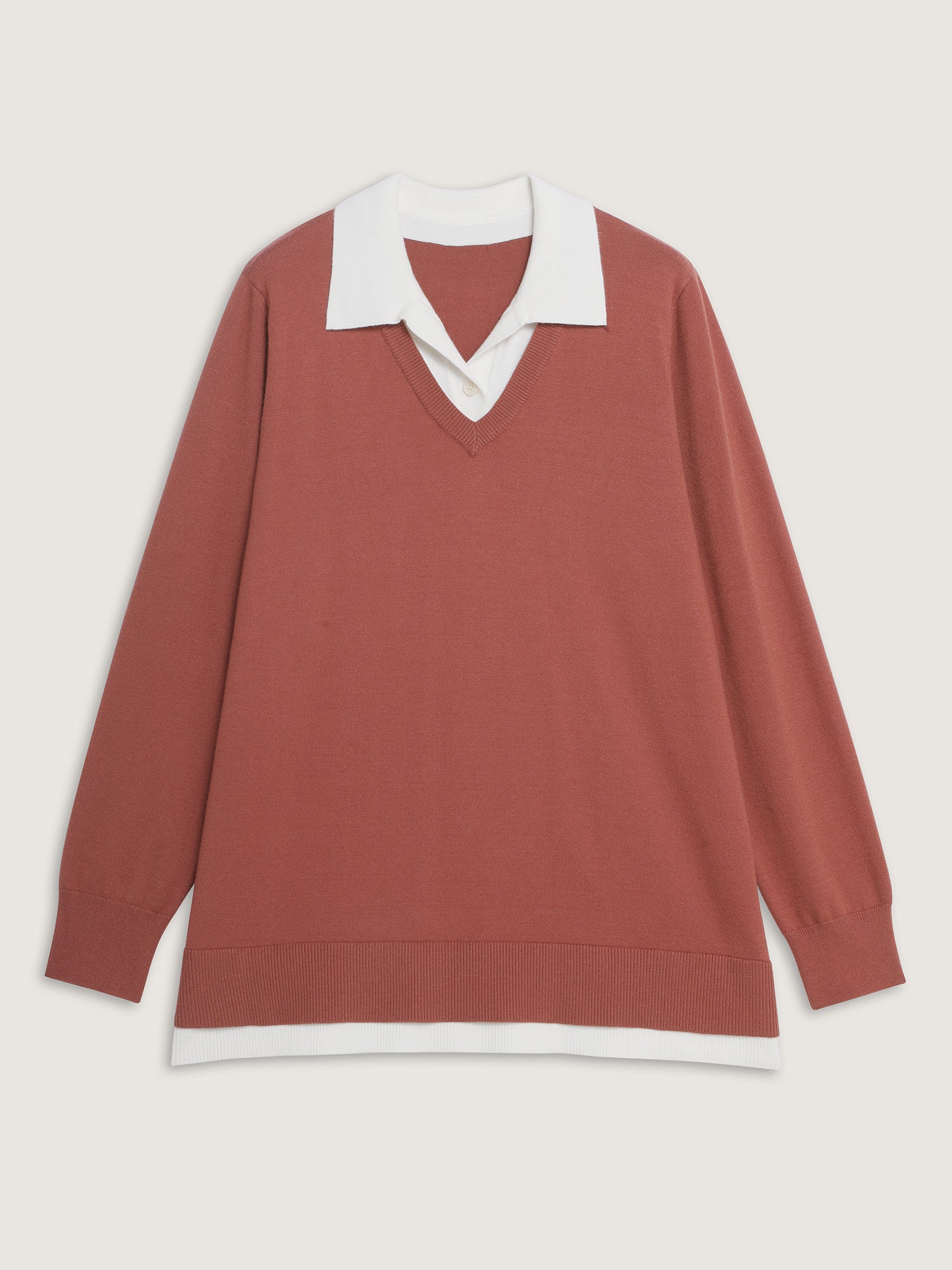 Supersoft 2-in-1 Polo Collar Color Contrast Pullover - Image 7