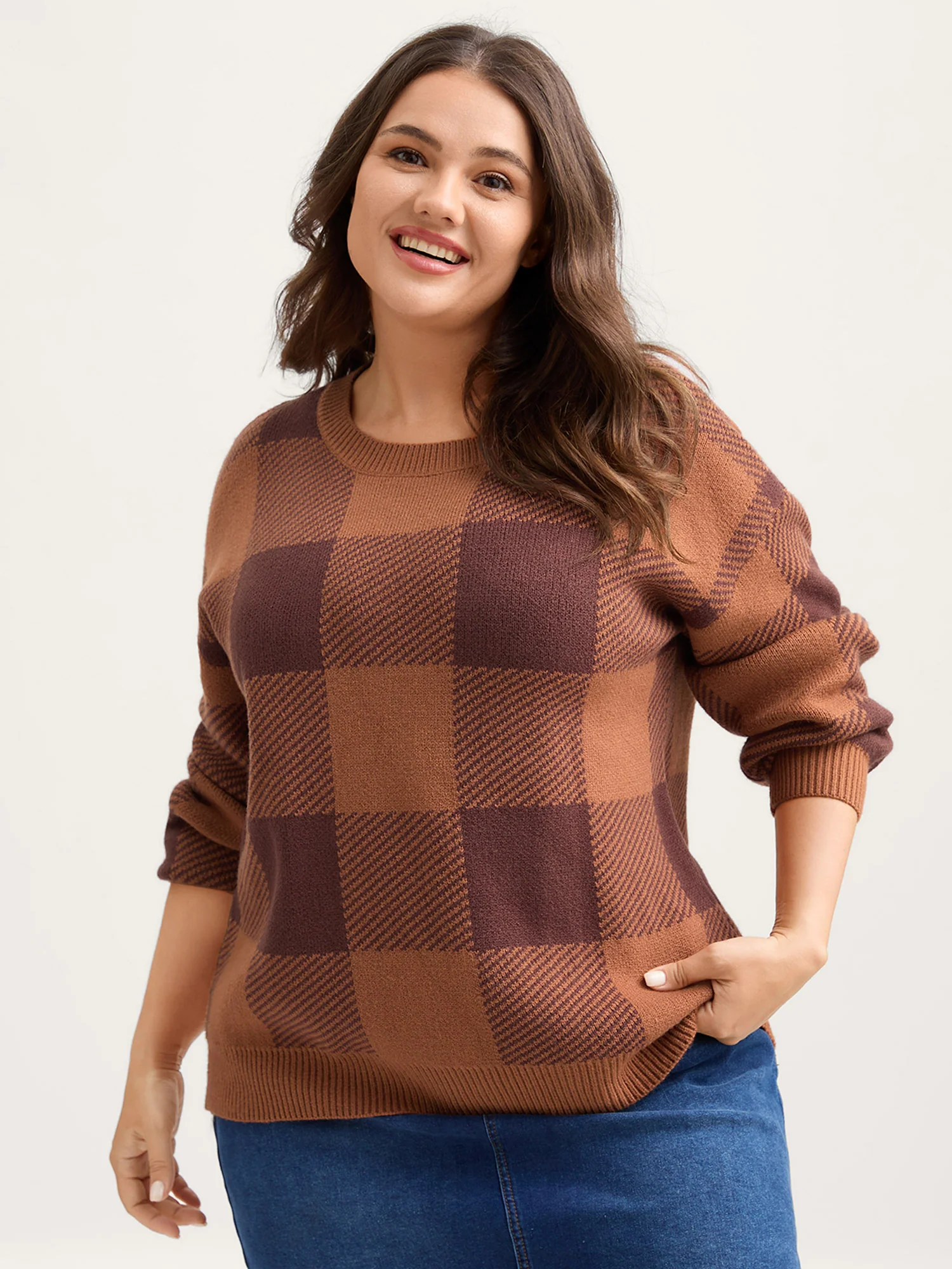 Supersoft Checkered Pattern Pullover - Image 2
