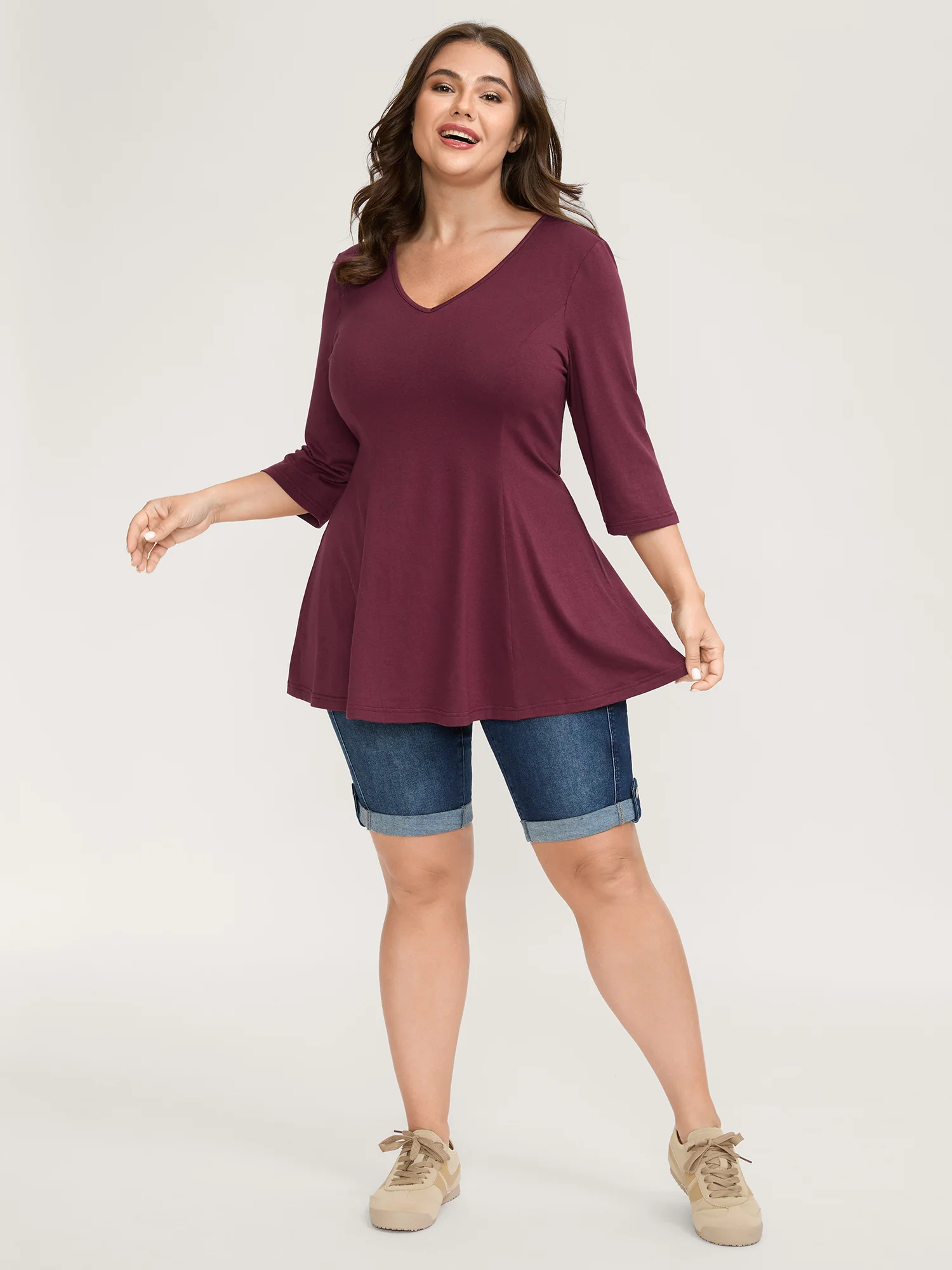 Supersoft Cinched-Flared Waist Knit Top - Image 3
