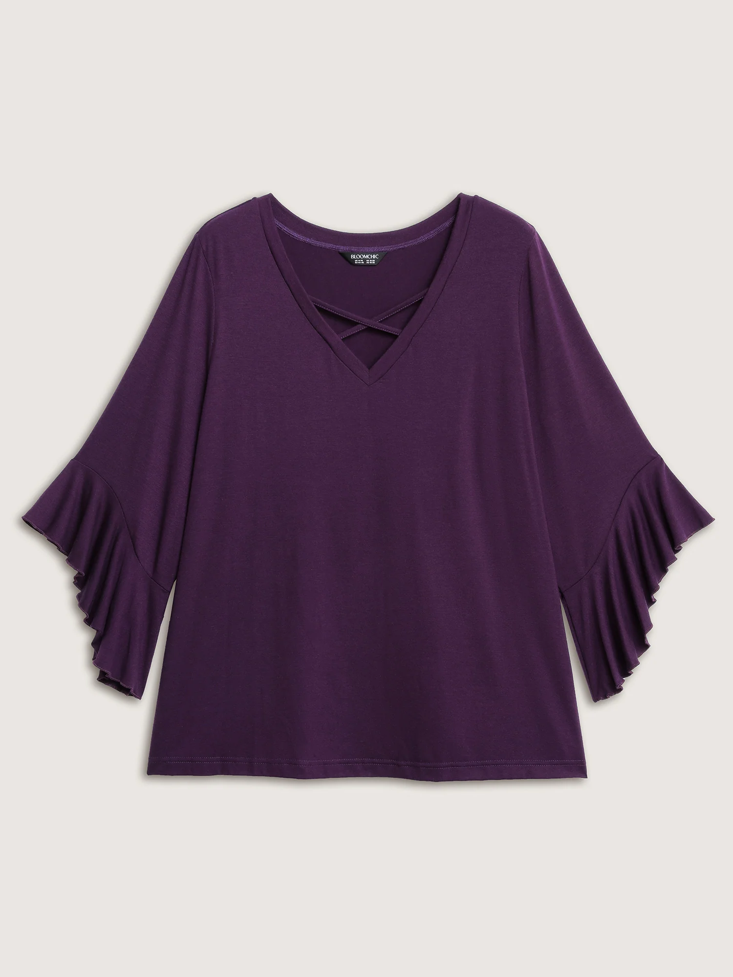 Supersoft Drawstring Neckline Ruffled Sleeve Knit Top - Image 8