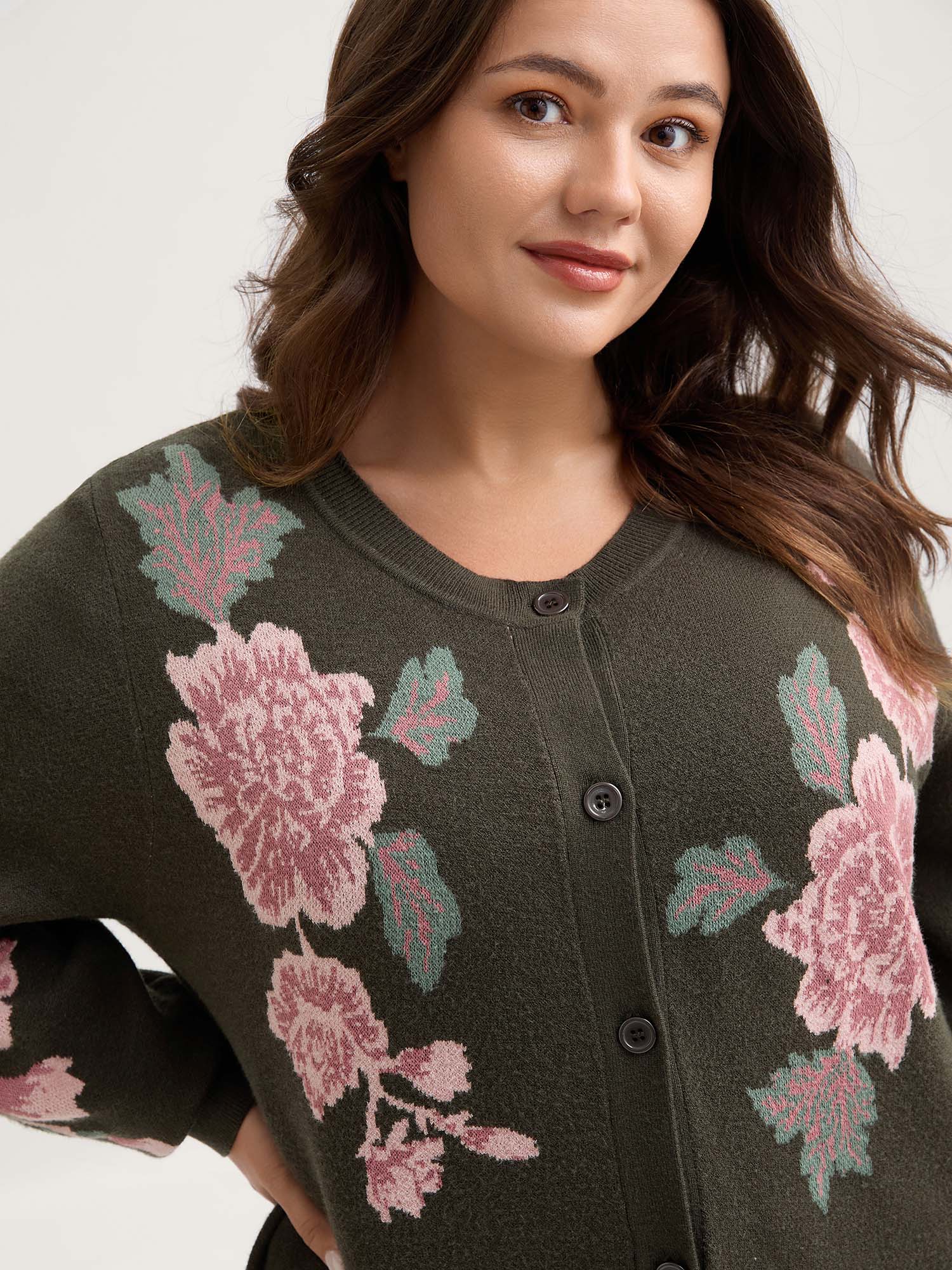 Supersoft Floral Print Button-Down Knit Cardigan - Image 2