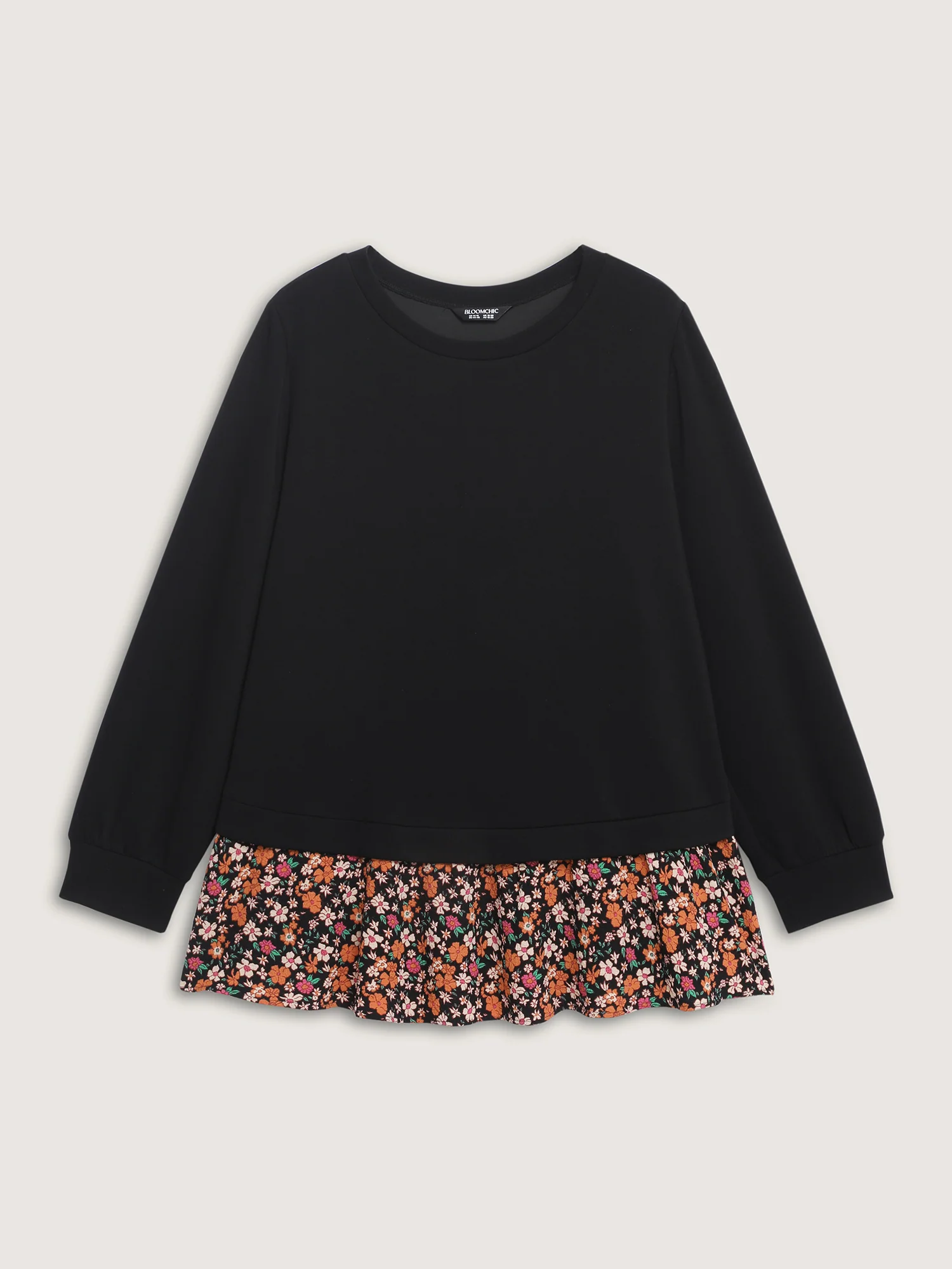 Supersoft Floral Spliced Layered Sweatshirt - Image 7