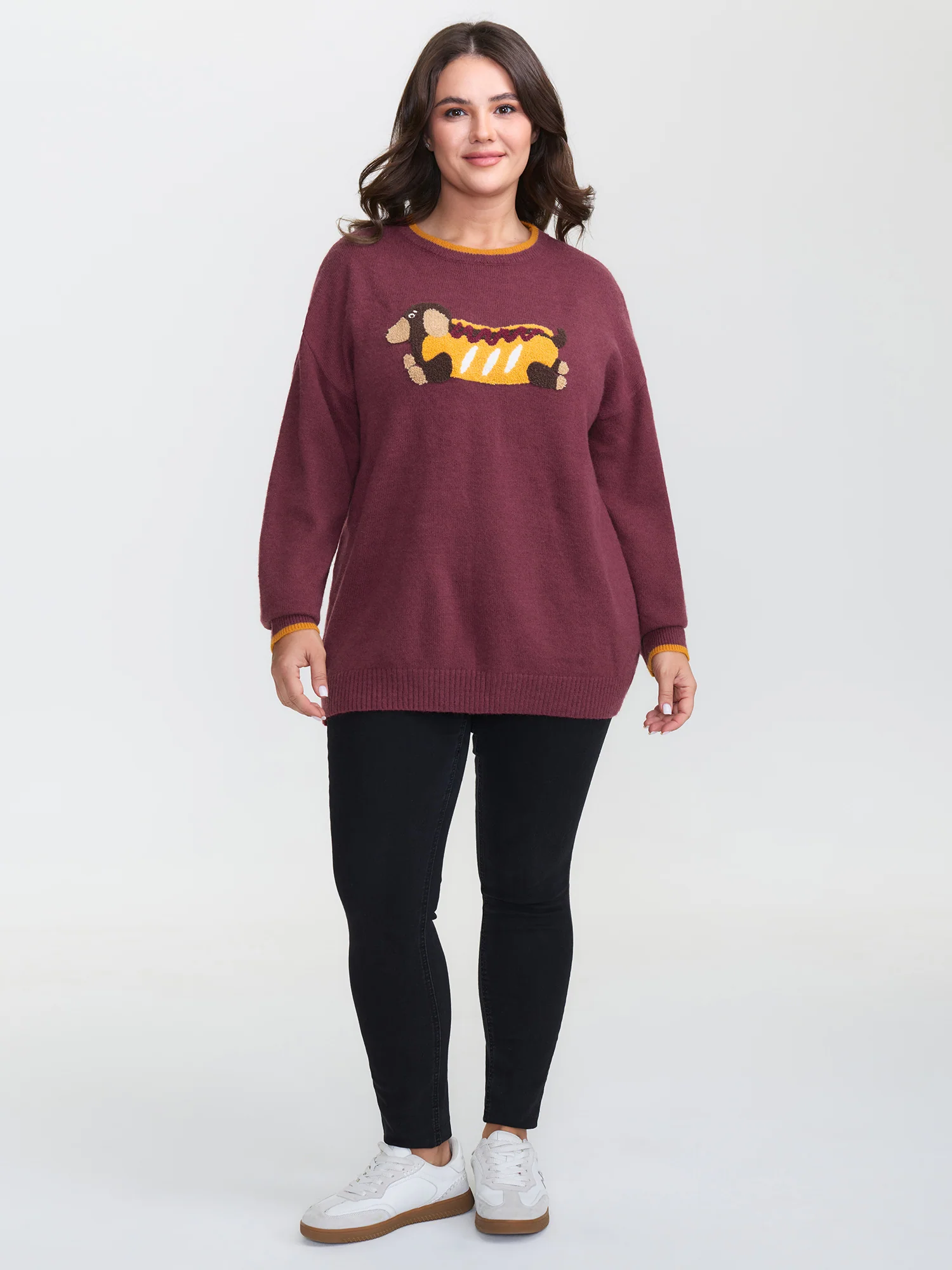 Supersoft Hotdog Embroidered Color Contrast Pullover - Image 4