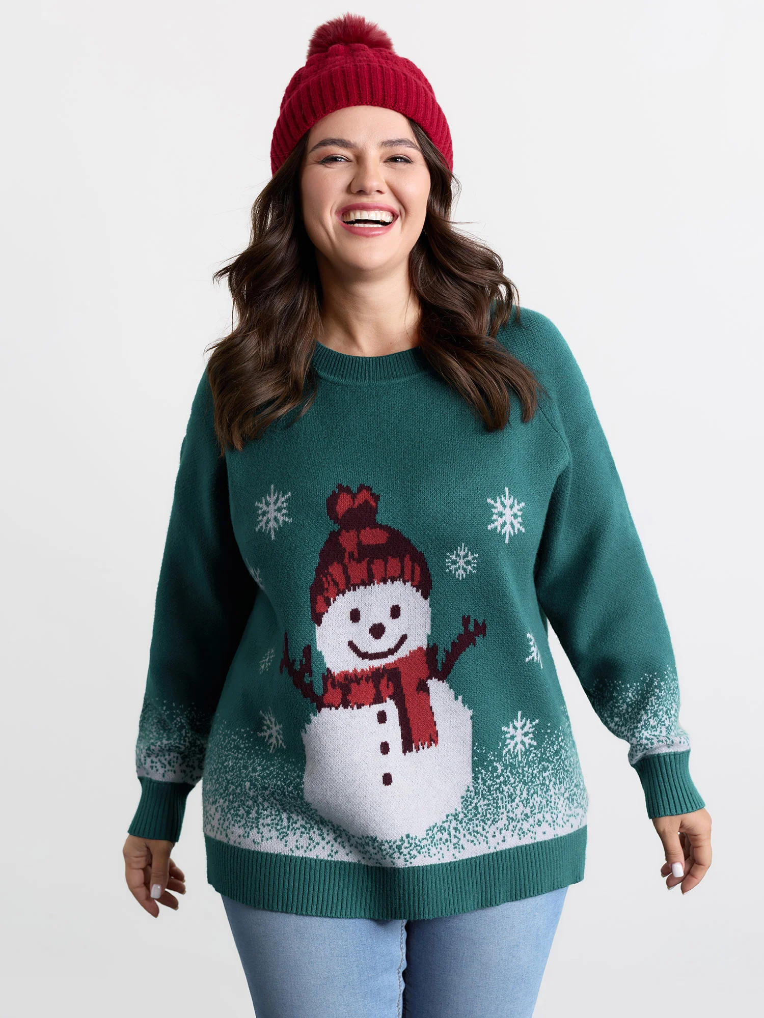 Supersoft Snowman Jacquard Color Block Pullover - Image 2