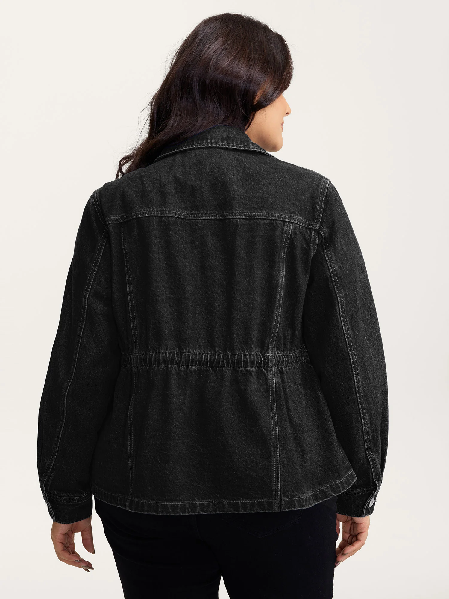 Supersoft Stretchy Waist Button-Down Denim Jacket - Image 5