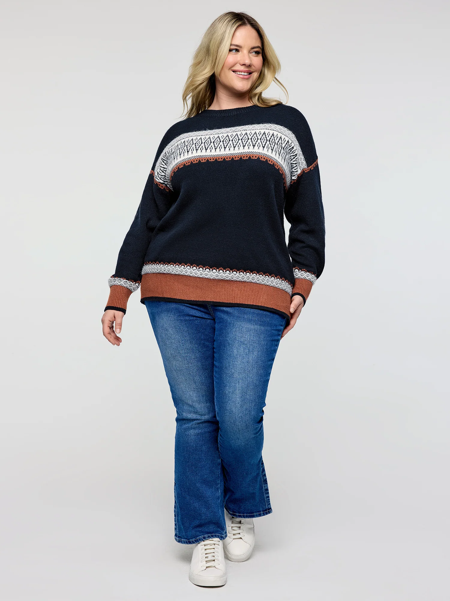 Supersoft Super Stretchy Geometric Stripe Pullover - Image 3