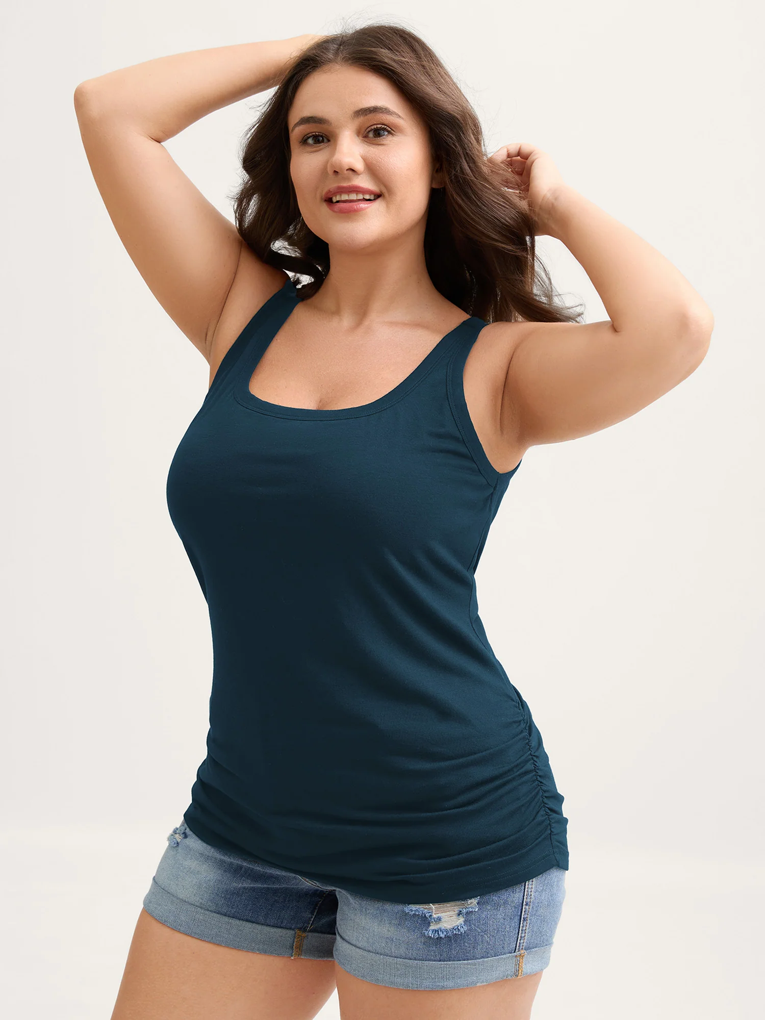 Supportive Bra Pleated Fitted Tank Top - Image 8