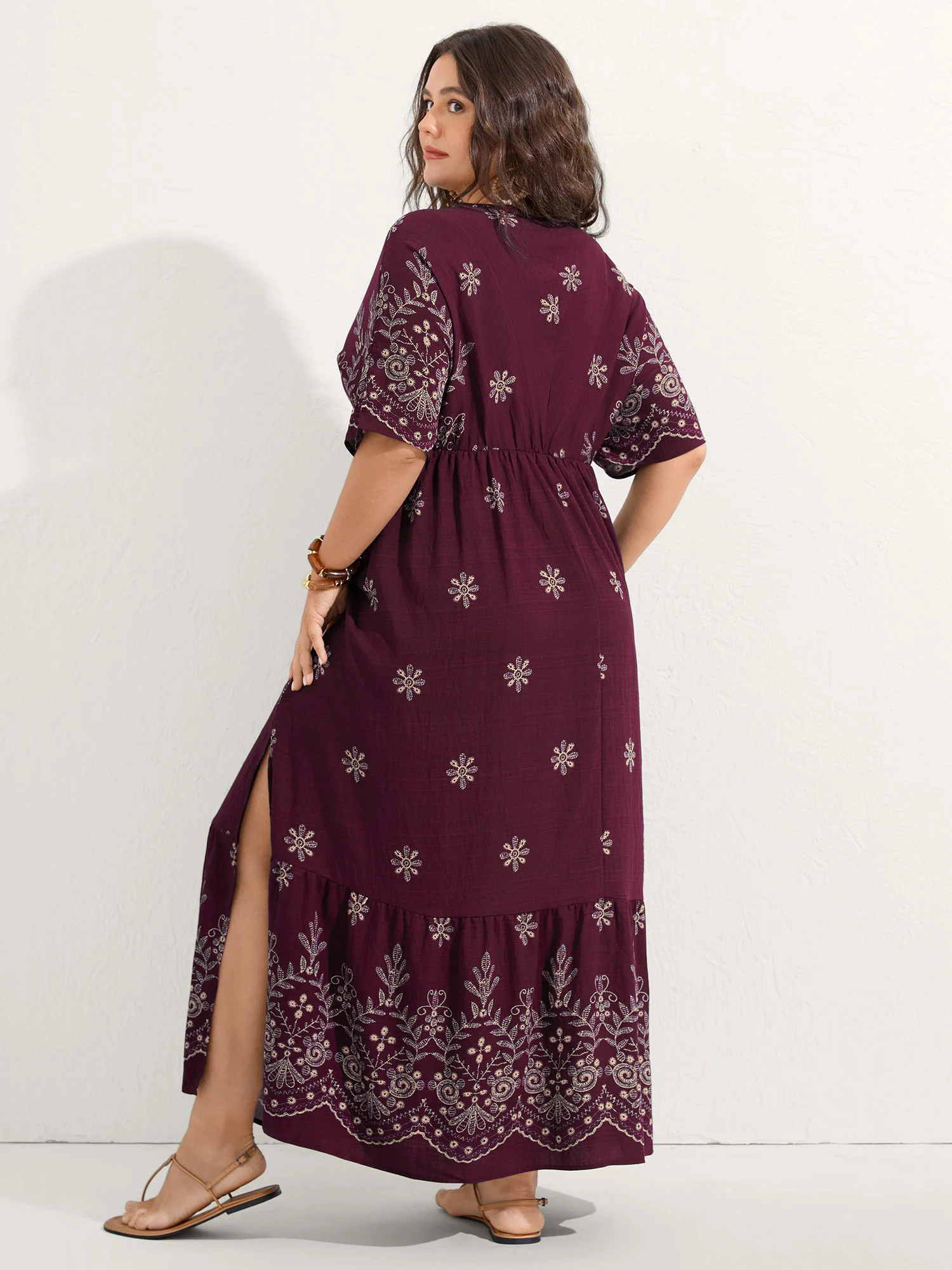 Surplice Neck Split Side Pockets Maxi Dress - Image 4
