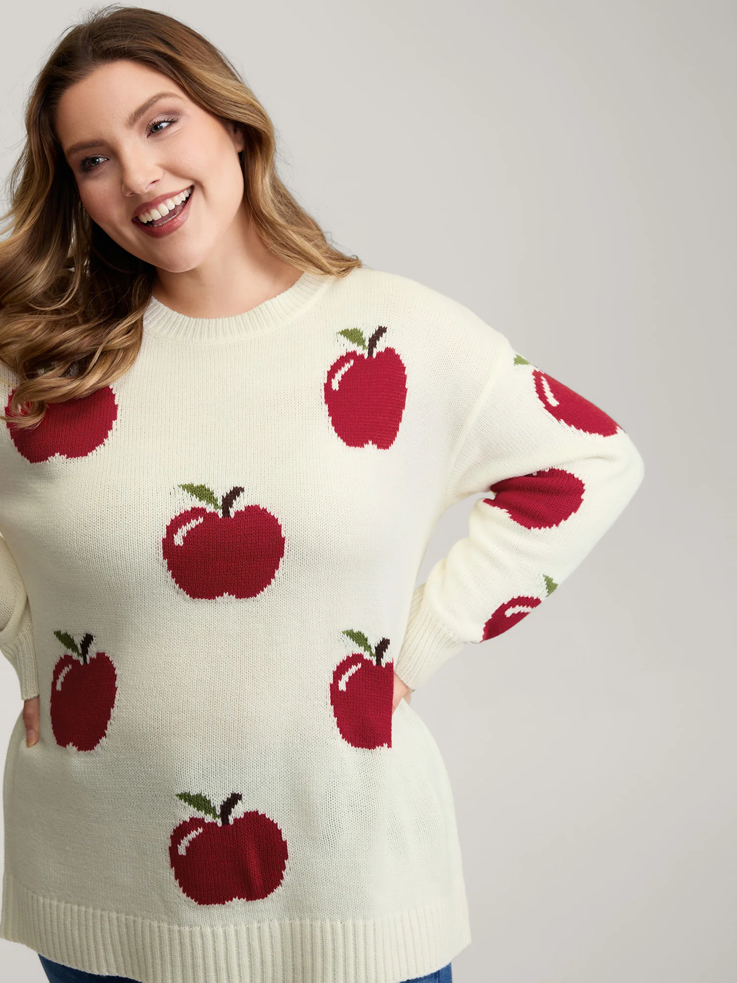 Sweet Apple Print Jacquard Print Pullover