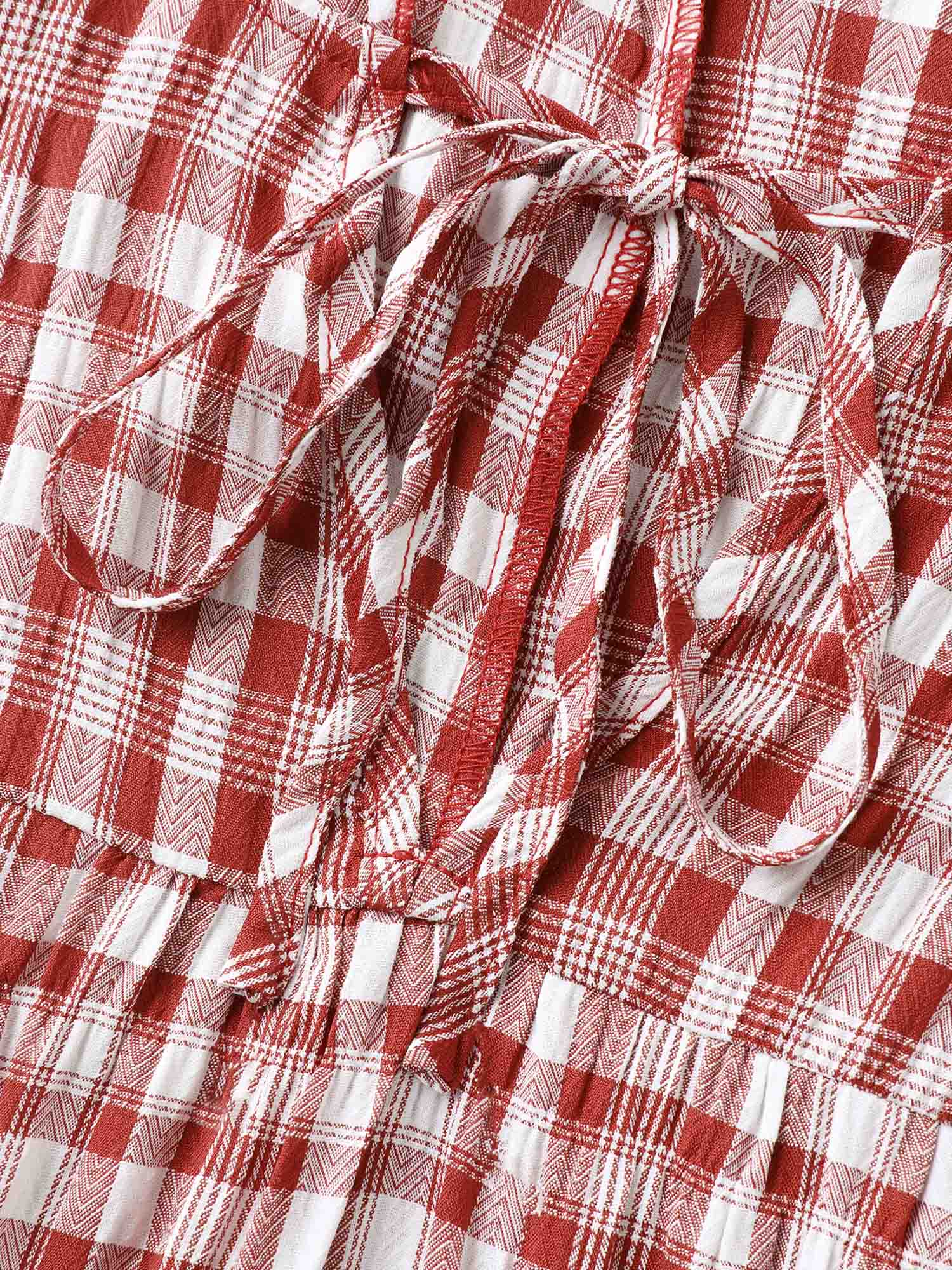 Sweet Plaid Pattern Pockets Mini Dress - Image 5