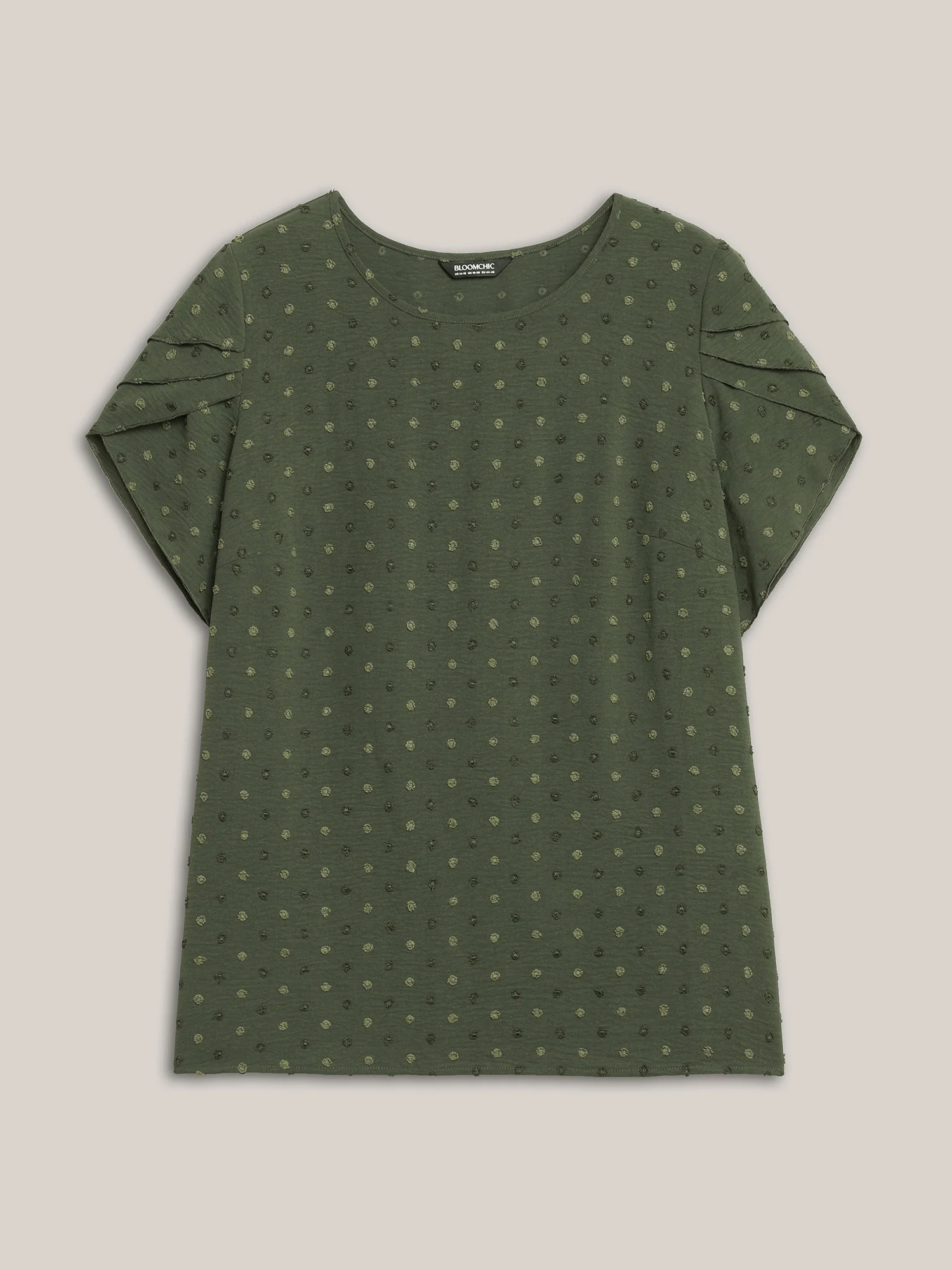 Textured Color Contrast Petal Sleeve Blouse - Image 15