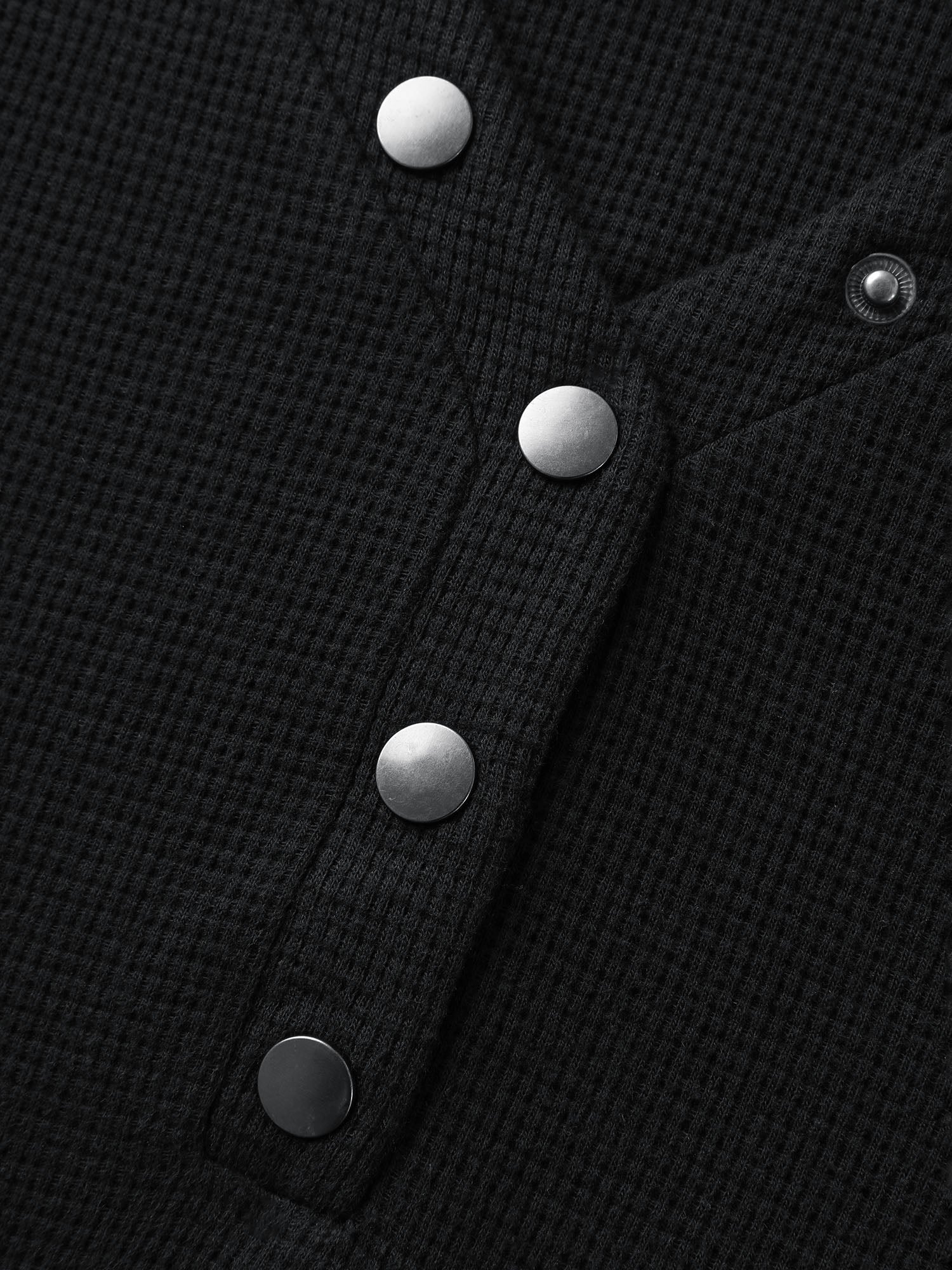 Textured Snap Buttons Hooded Sweatshirt - Image 6
