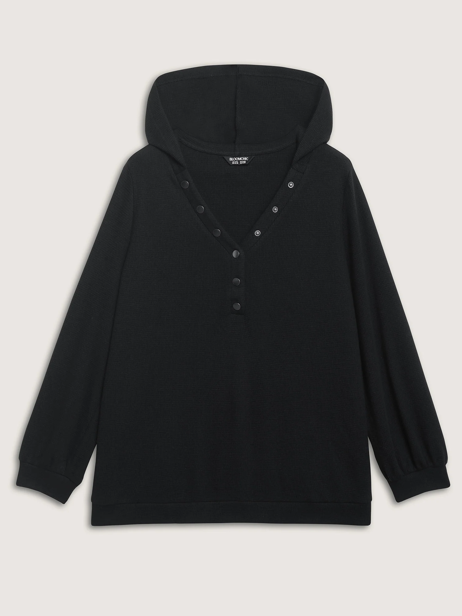 Textured Snap Buttons Hooded Sweatshirt - Image 8