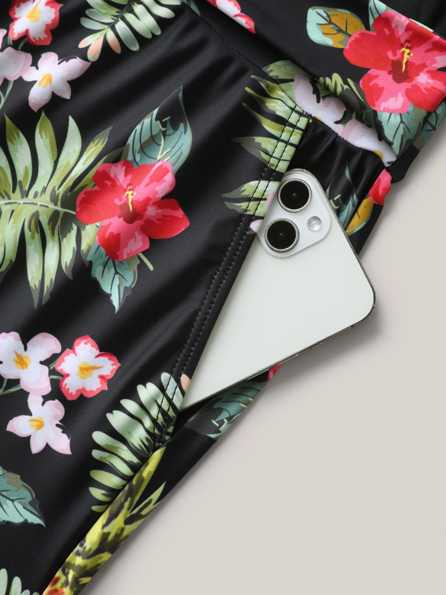 Tropical Floral Pockets One-Piece Swimsuit - Image 6