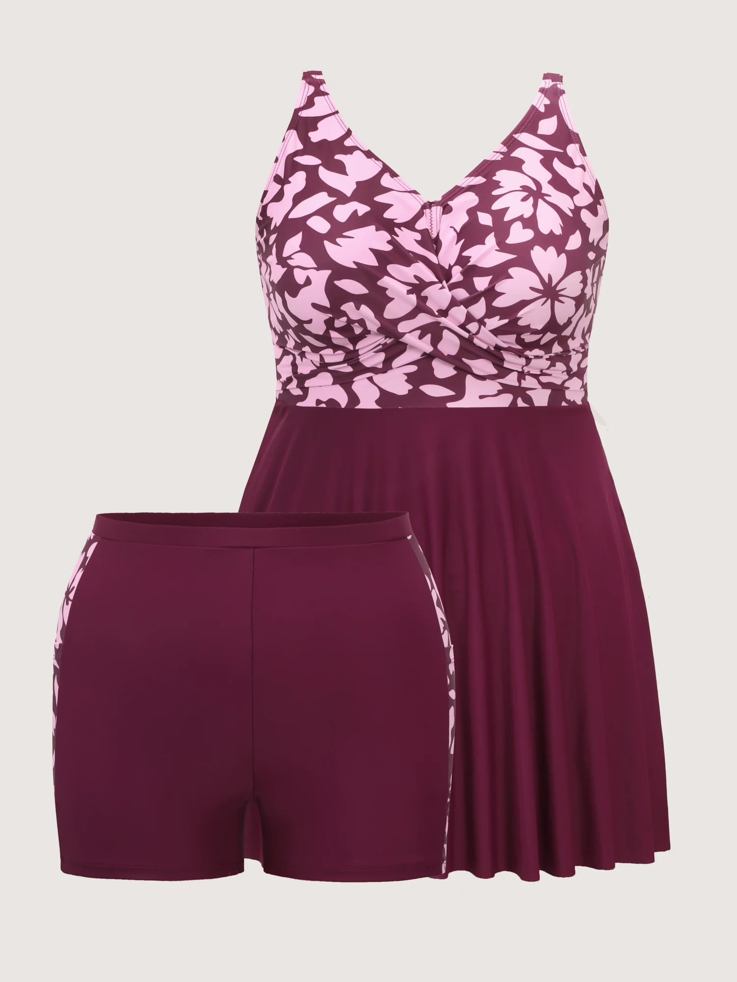 Tropical Floral Print Twist-Front Swim Dress - Image 7