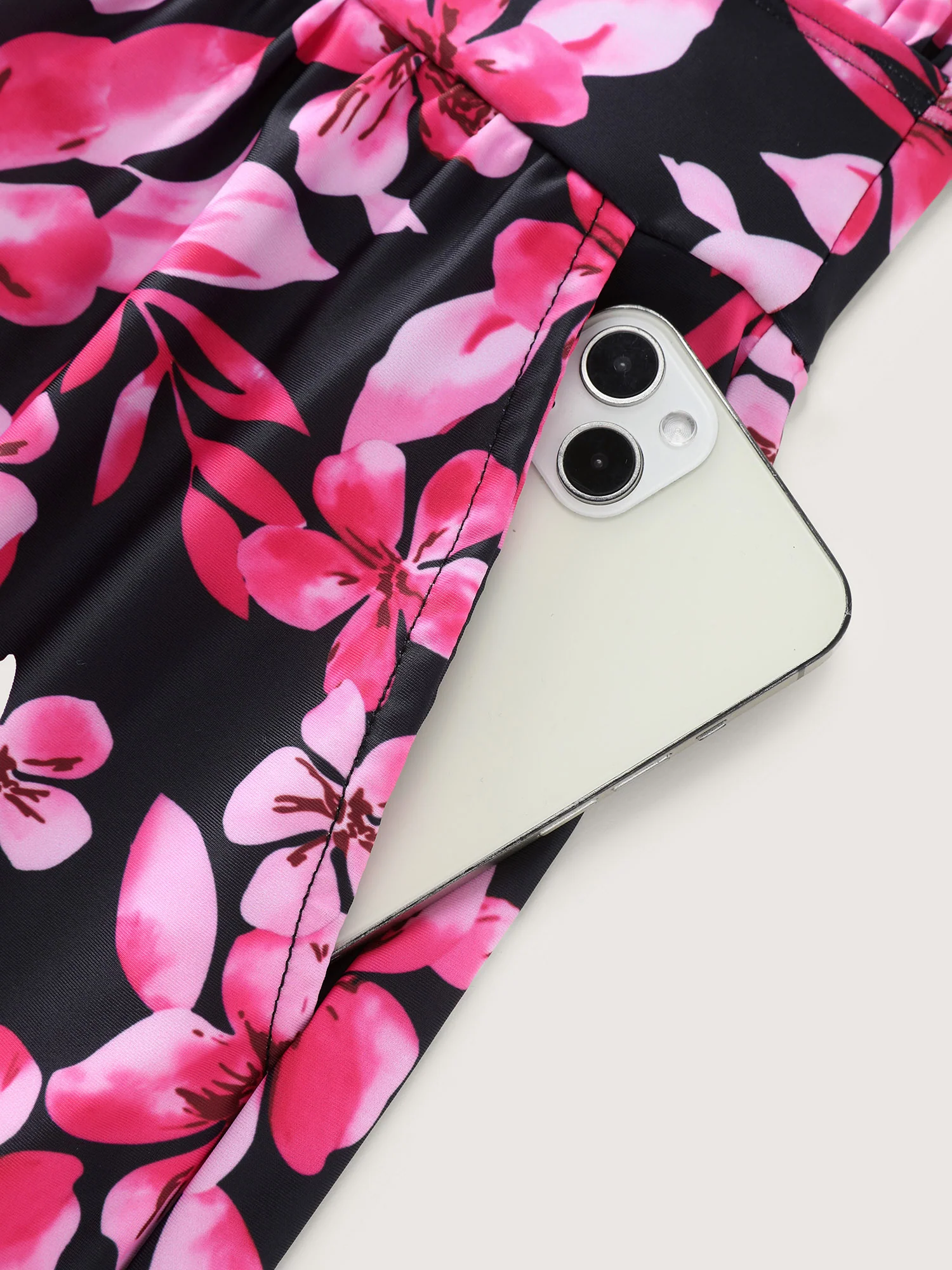 Tropical Flower Print Pockets One-Piece Swimsuit - Image 17