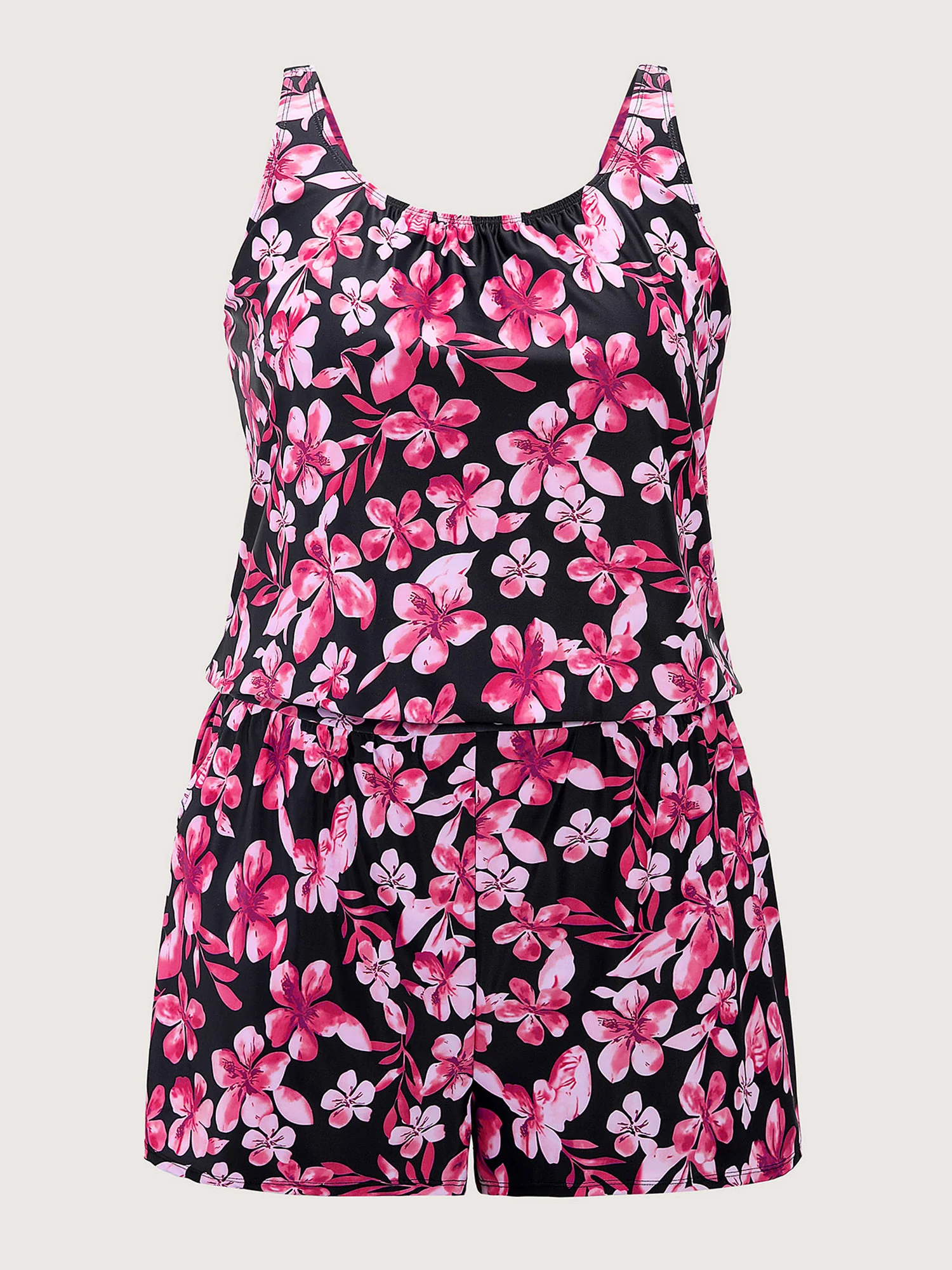 Tropical Flower Print Pockets One-Piece Swimsuit - Image 18