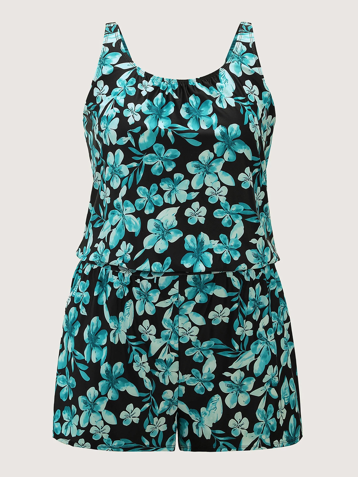 Tropical Flower Print Pockets One-Piece Swimsuit - Image 27