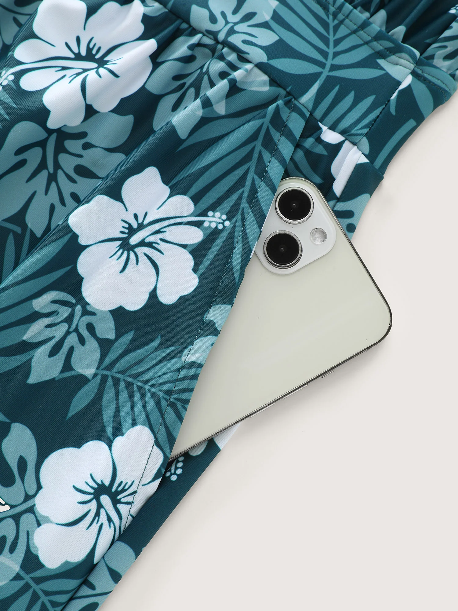 Tropical Flower Print Pockets One-Piece Swimsuit - Image 35