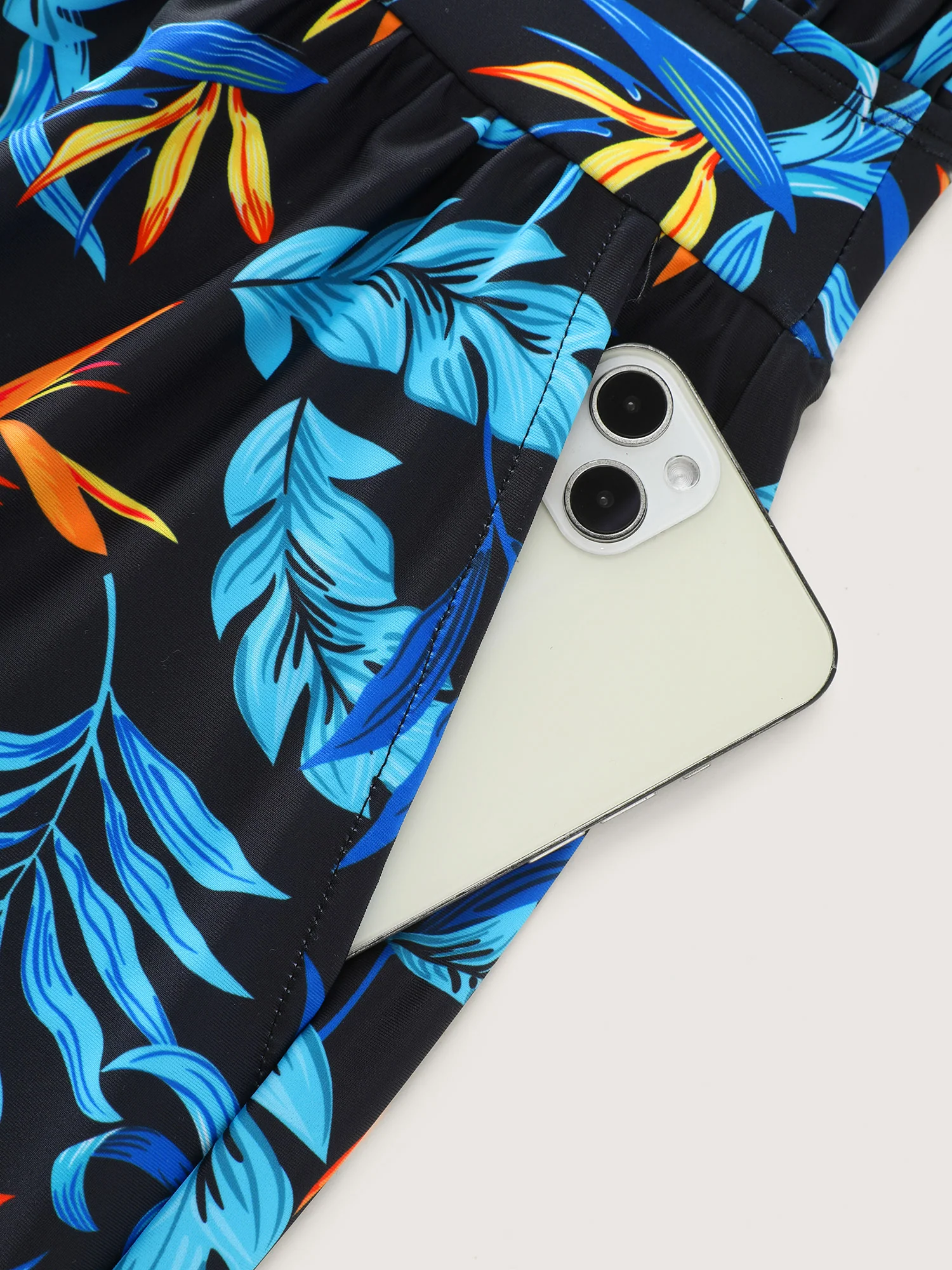 Tropical Flower Print Pockets One-Piece Swimsuit - Image 63