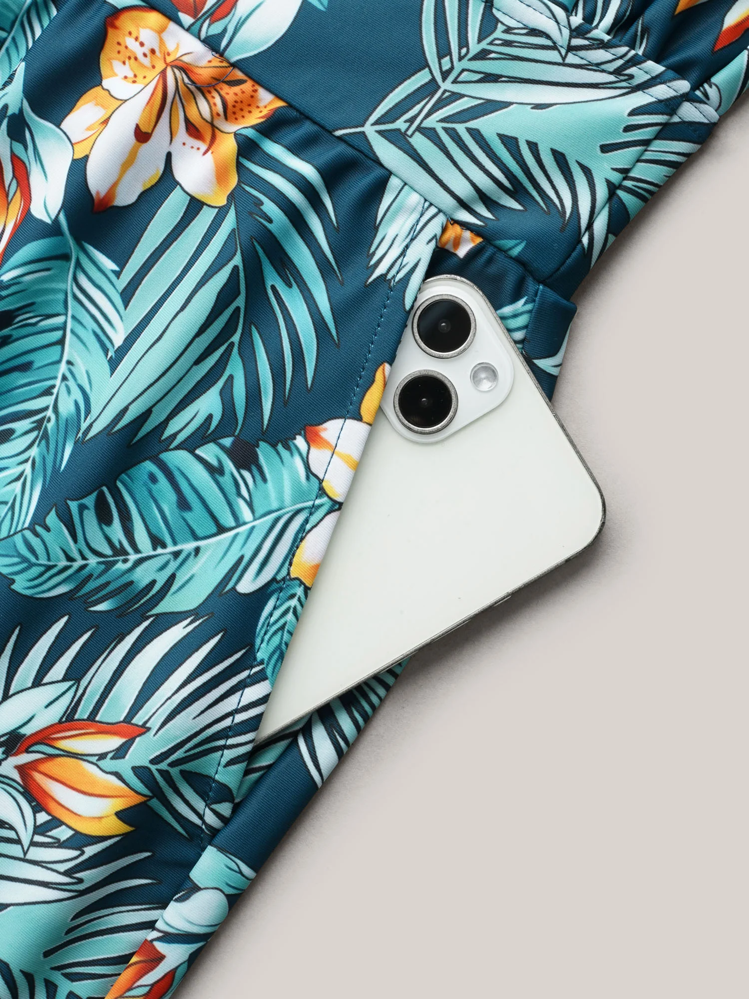 Tropical Flower Print Pockets One-Piece Swimsuit - Image 80