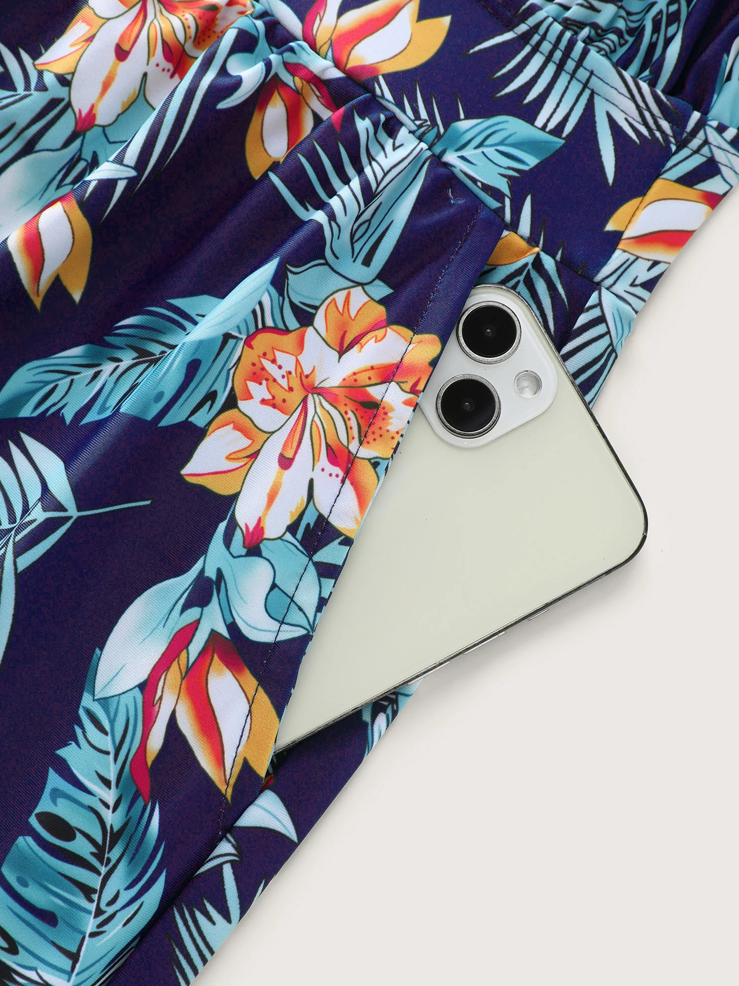 Tropical Flower Print Pockets One-Piece Swimsuit - Image 89