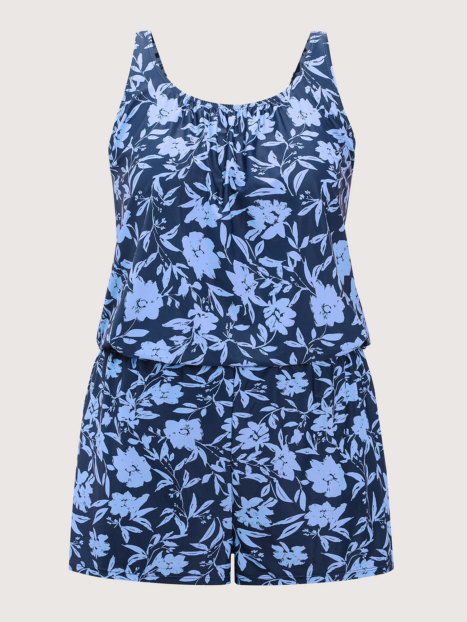 Tropical Flower Print Pockets One-Piece Swimsuit - Image 9