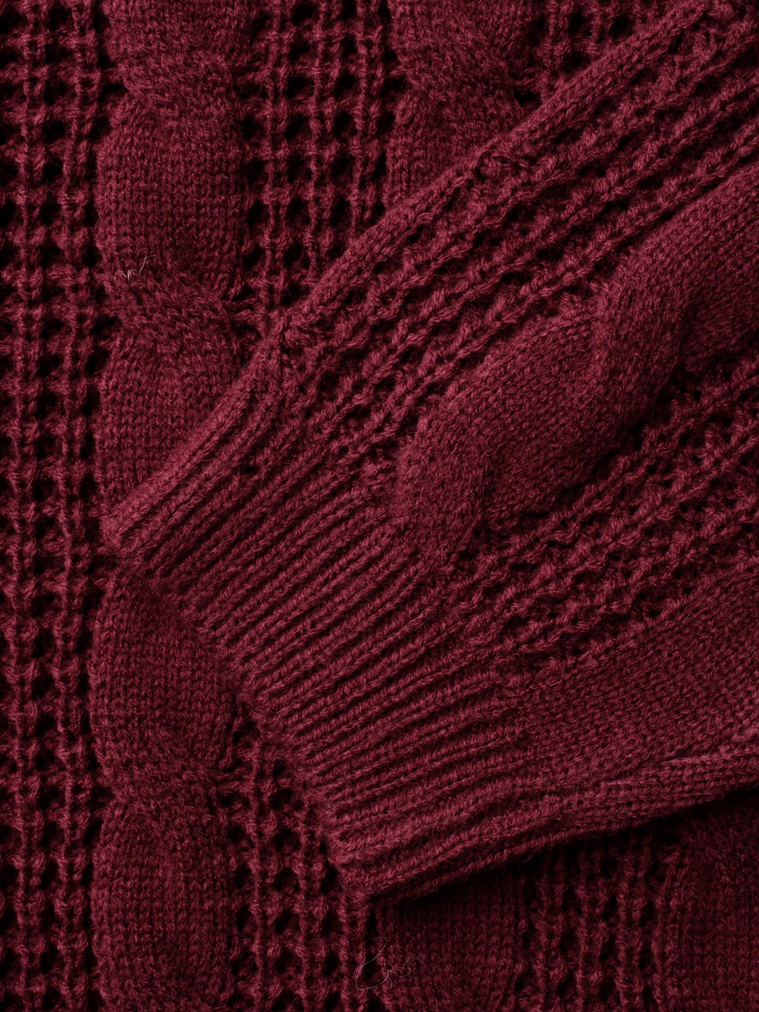 Turtleneck Cable Knit Curved Hem Pullover - Image 10