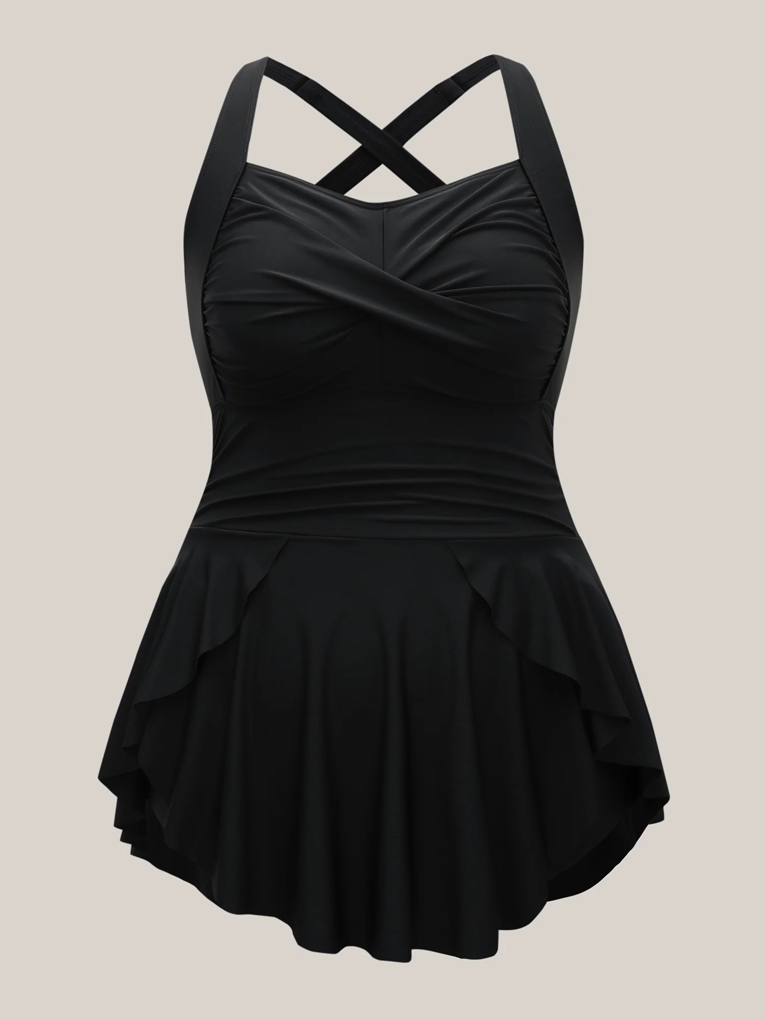 Twist Front Ruched Ruffled Swim Dress - Image 8