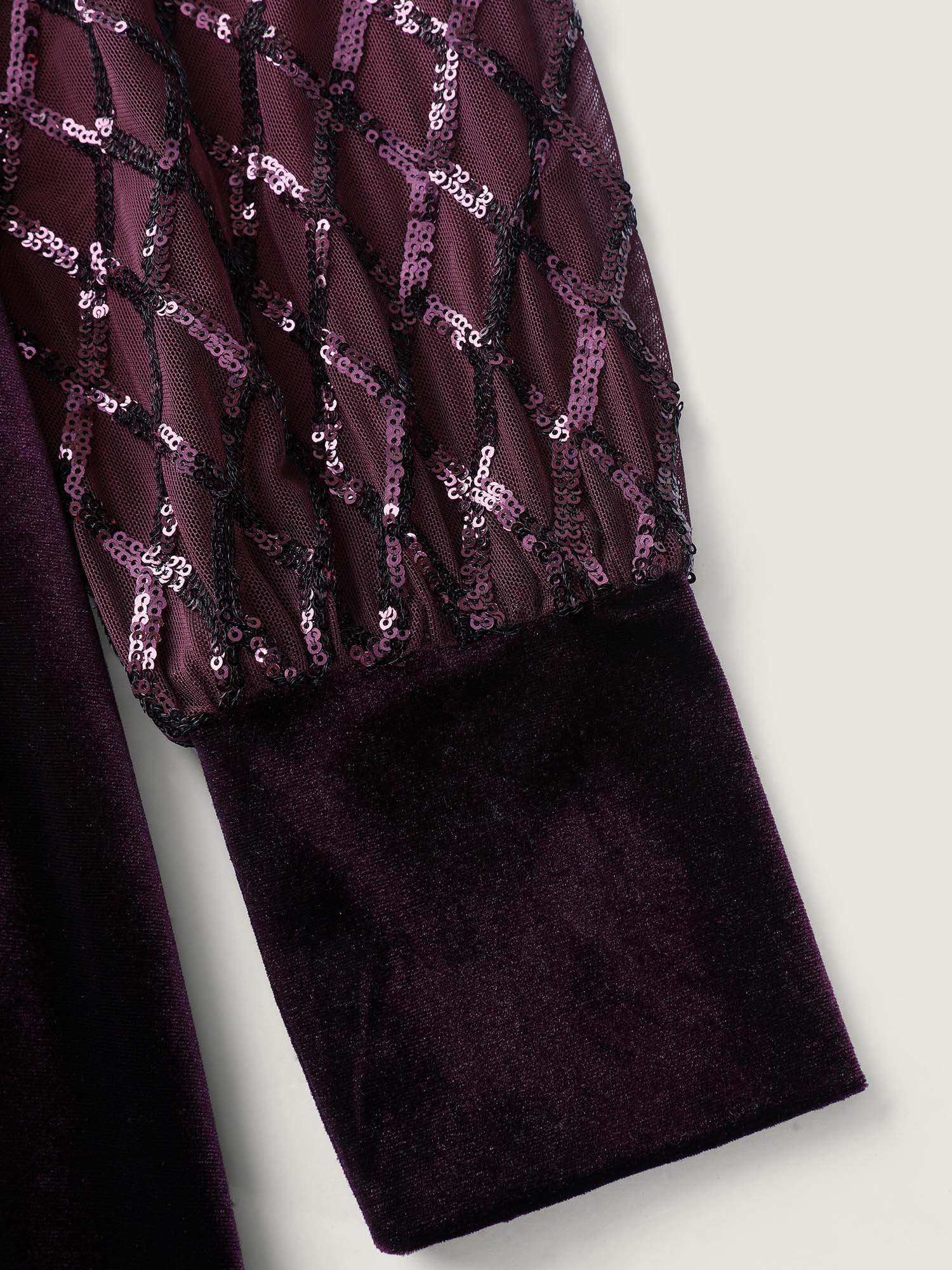 Velvet Sequin Sheer Sleeve Midi Dress - Image 5