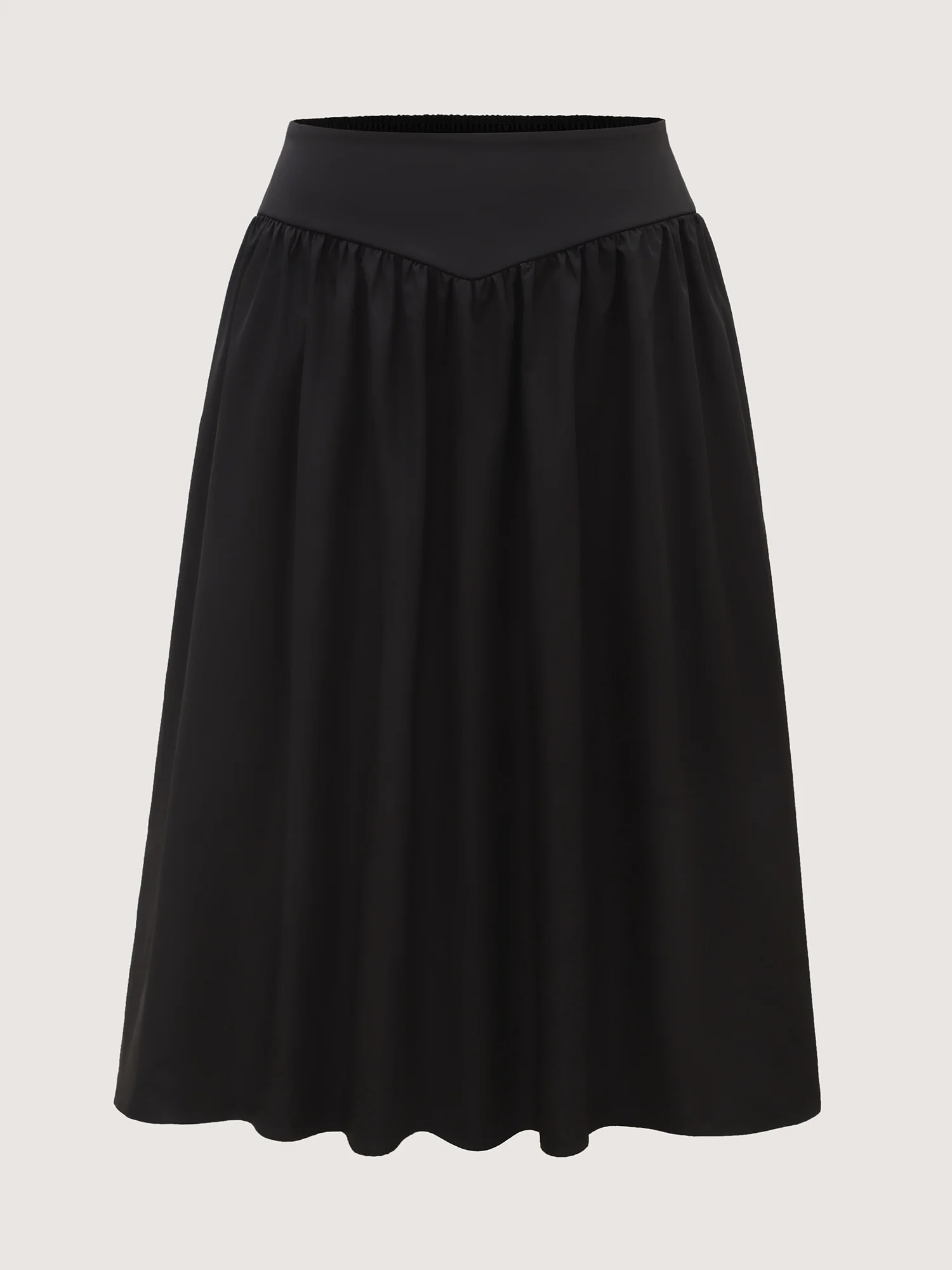 Wide Cinched-Waist Solid Midi Skirt - Image 7