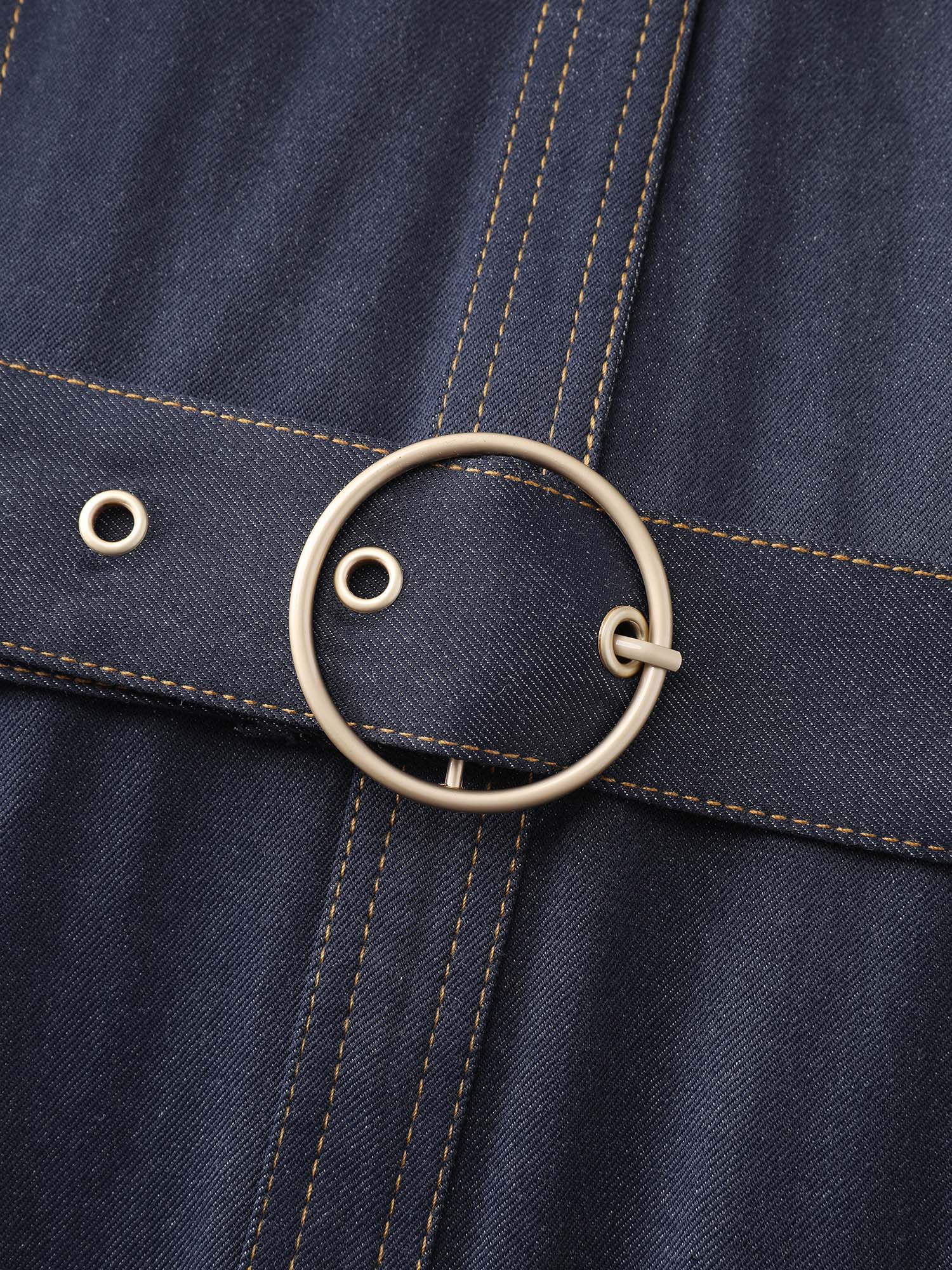 Wide Waist Belt Denim Midi Dress - Image 5